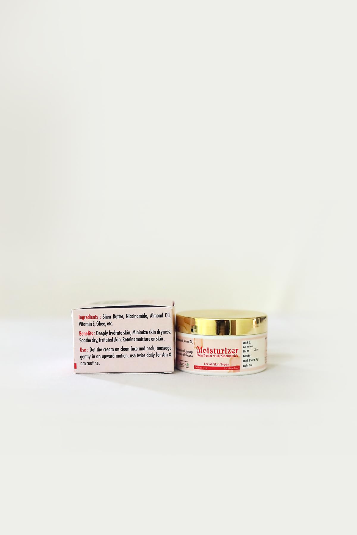 THE EARTHY STORE Women's Shea Butter & Niacinamide Face Moisturizer Cream - 75g for Dry Skin Care - Hydrating & Brightening Daily Skincare Routine