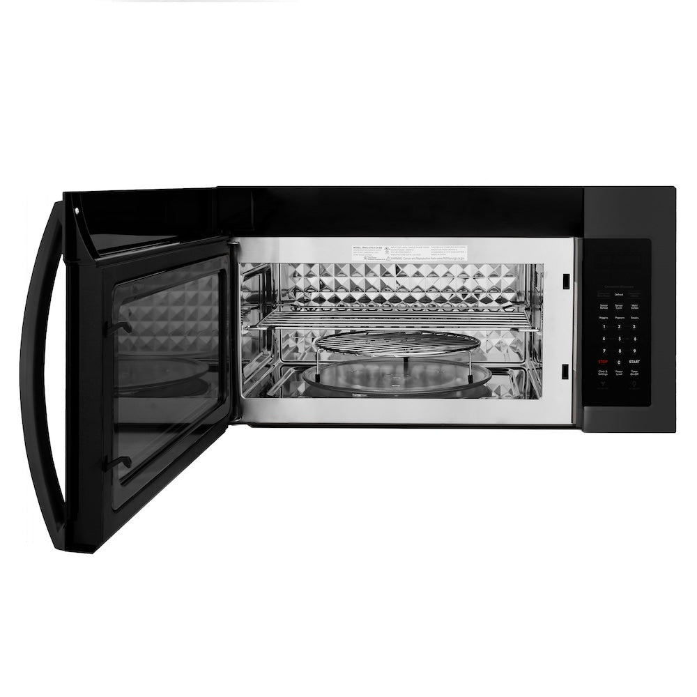 ZLINE 30 Inch Black Stainless Steel Over the Range Convection Microwave Oven with Modern Handle - Built-in Vent Hood & Sensor Cooking - Perfect for Modern Kitchens & Small Spaces (MWO OTR 30 BS)