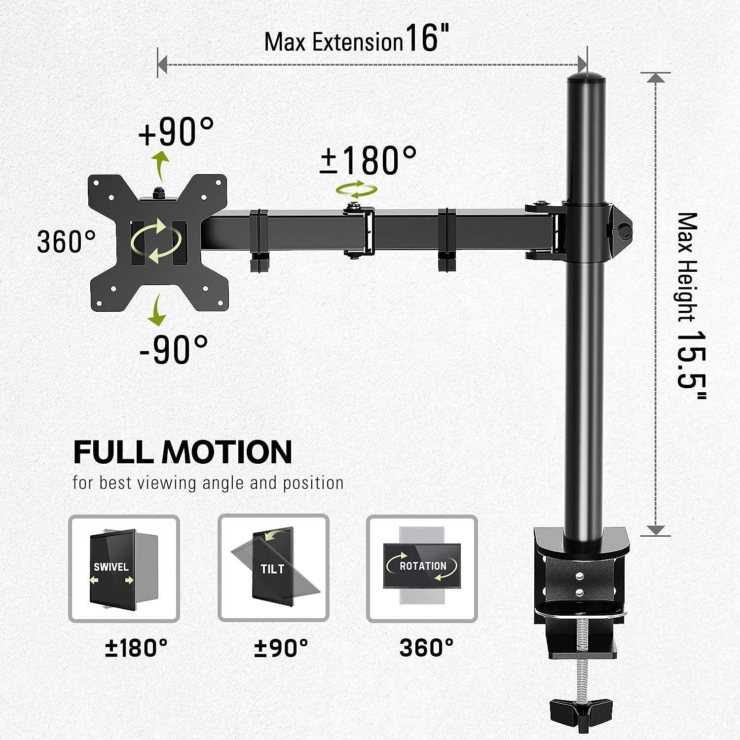 MOUNTUP Single & Dual Monitor Desk Mount Stand Bundle - Adjustable VESA Mount for Home Office & Gaming Setup