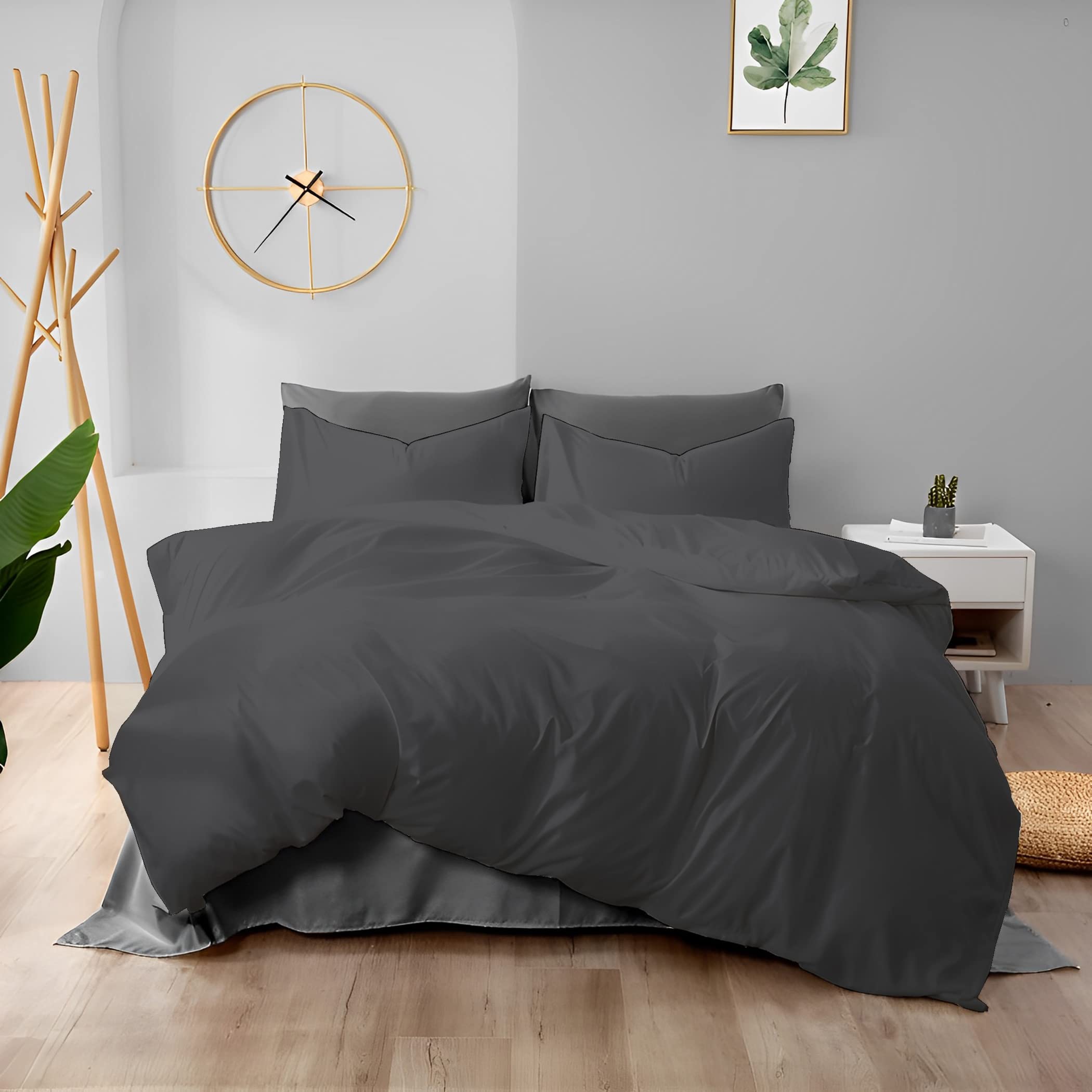 Waterproof Breathable Incontinence Duvet Protector - Queen Size Washable Reusable Comforter Cover with Corner Ties | Ideal for Pets (Dog/Cat), Kids, Elderly Care & Bedwetting Protection | Dark Grey