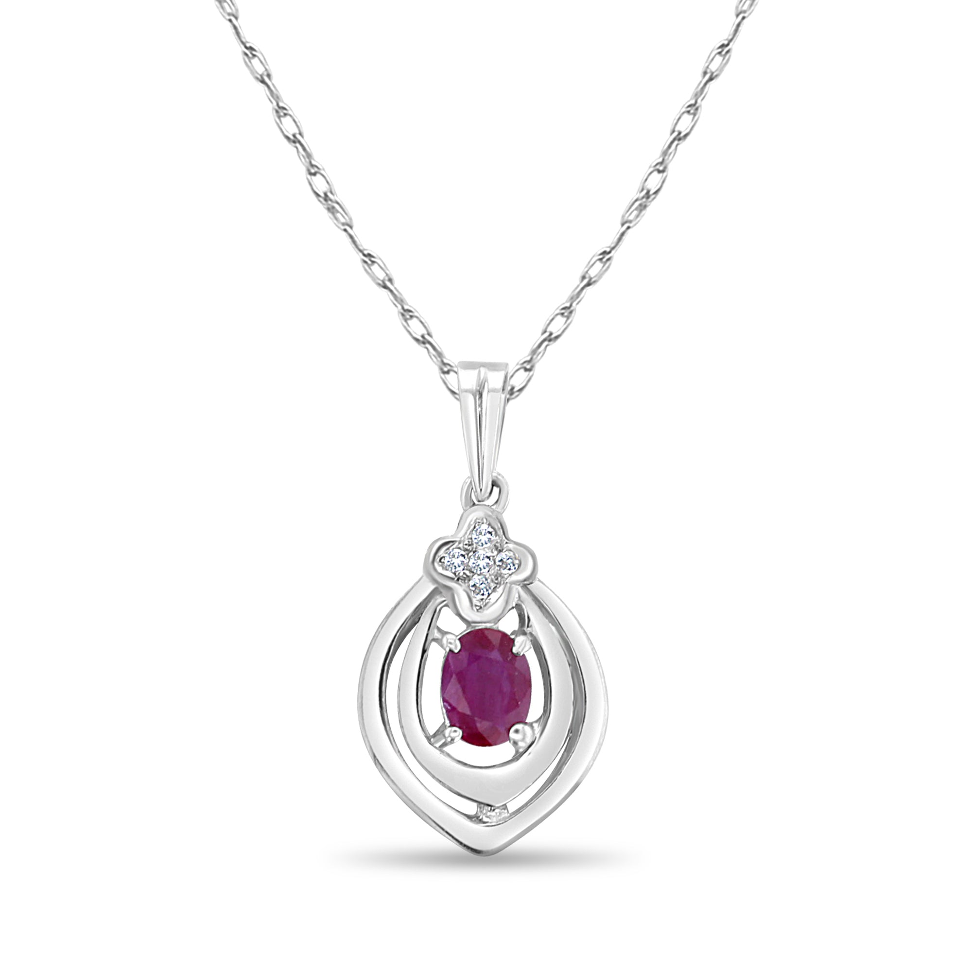 Exquisite Oval Ruby Pendant with Diamond Accents - Elegant Jewelry Gift for Women, Perfect for Anniversaries, Birthdays & Special Occasions
