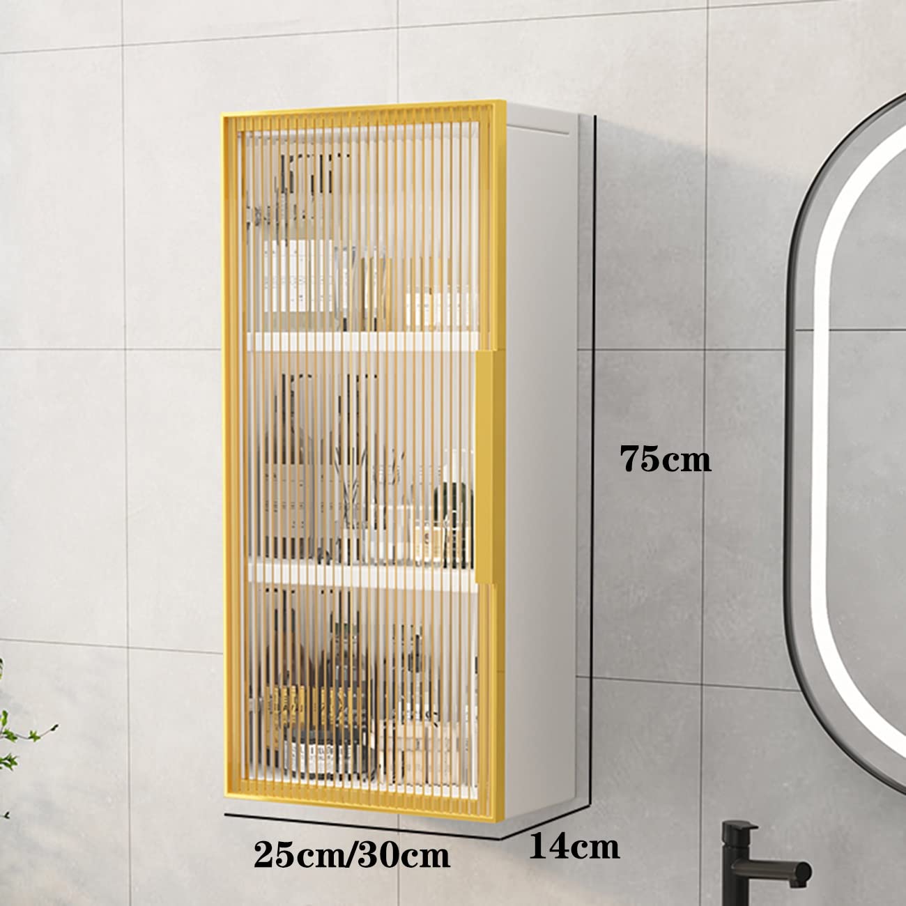 Multifunctional Wall Cabinet with Glass Door - Multi-Layer Storage Shelf for Living Room, Entryway, Bathroom & Bedroom - Heavy Duty Strong Load-Bearing Wall Mounted Locker (Perfect for Home Organization, Display Decor & Small Space Storage)