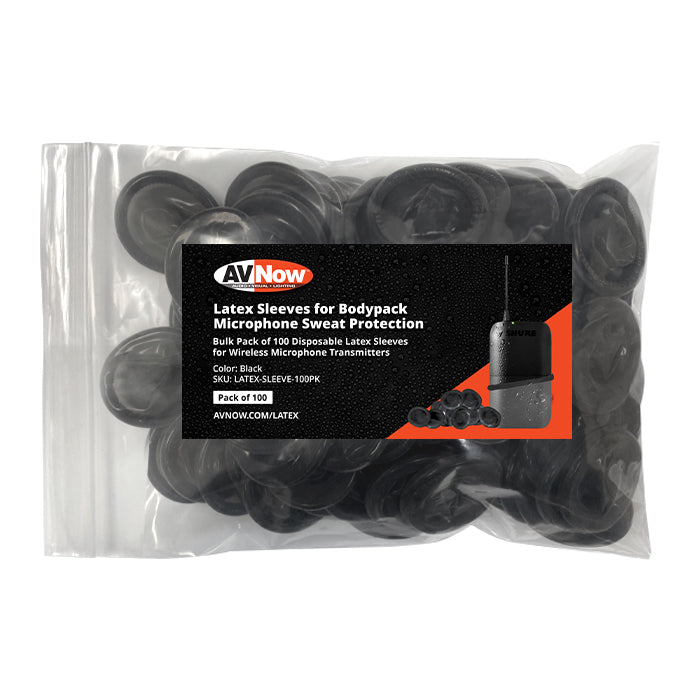 100 Pack Latex Sleeves for Wireless Microphone Bodypack - Sweatproof Protection for Performers, Singers & Presenters - Ideal for Concerts, Stage Performances & Outdoor Events