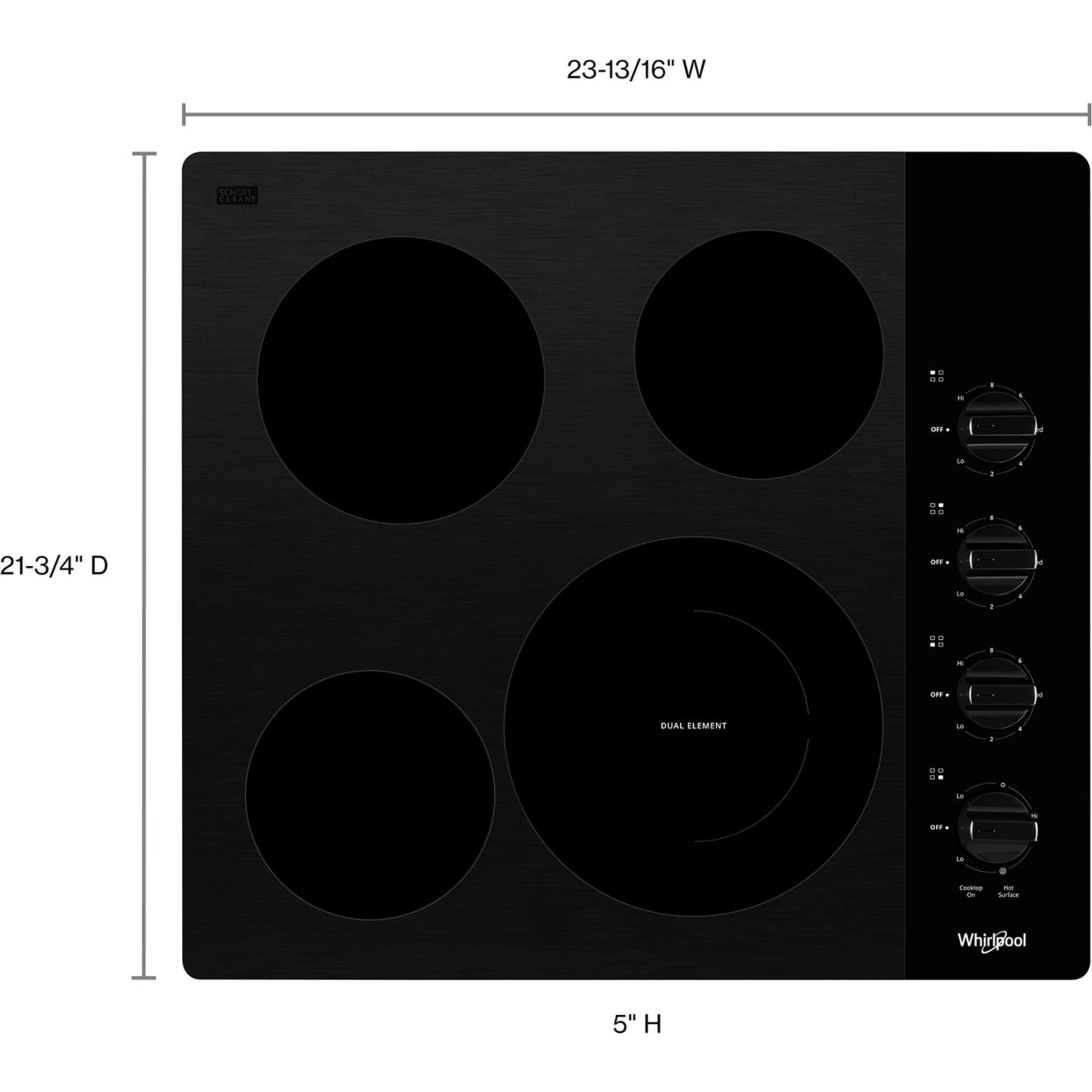 Whirlpool 24 Inch Black Electric Cooktop - WCE55US4HB Model | Perfect for Modern Kitchens, Apartments & Small Spaces