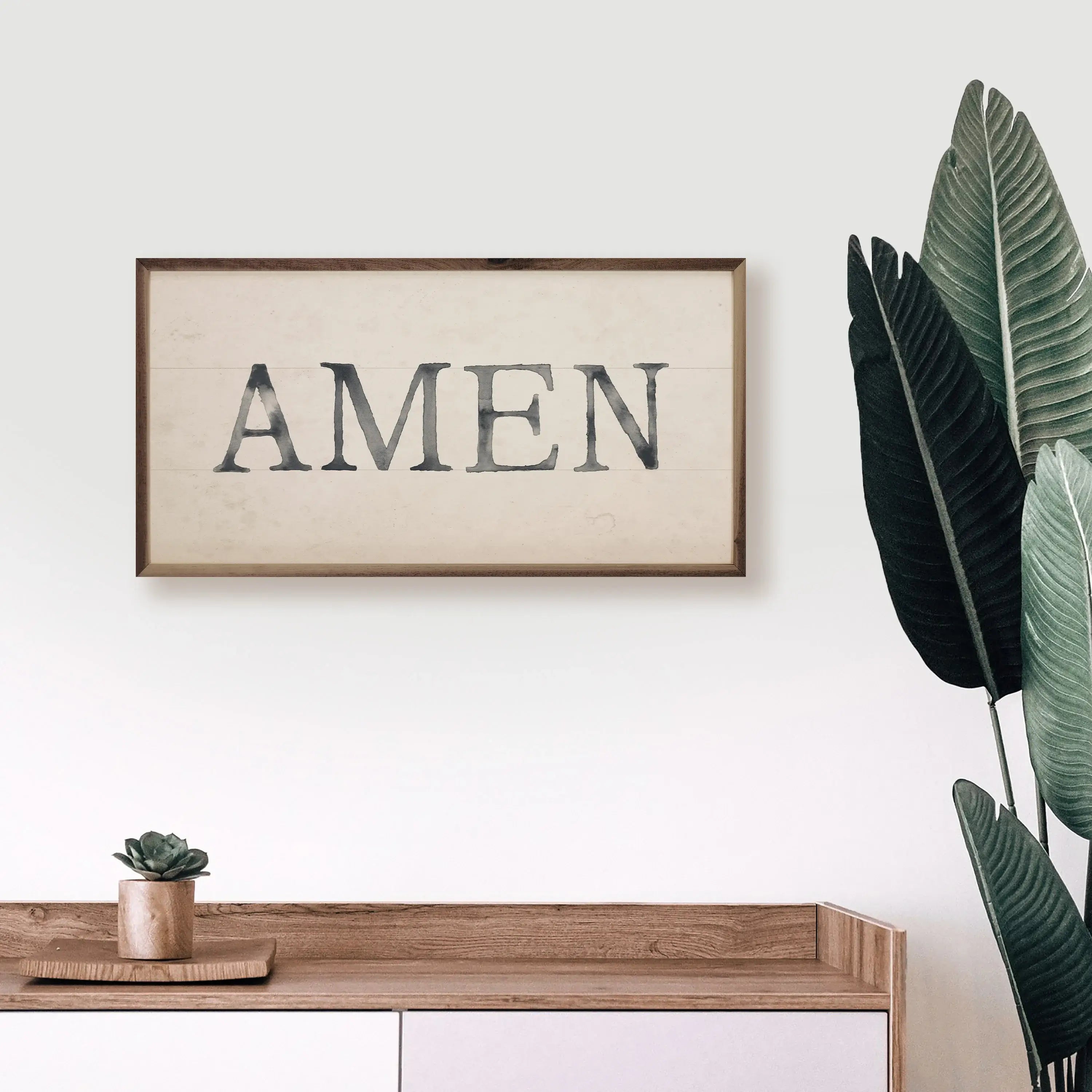 Amen Wood Framed Print - Inspirational Wall Art Decor for Home, Office & Church - Perfect for Living Room, Bedroom & Prayer Space