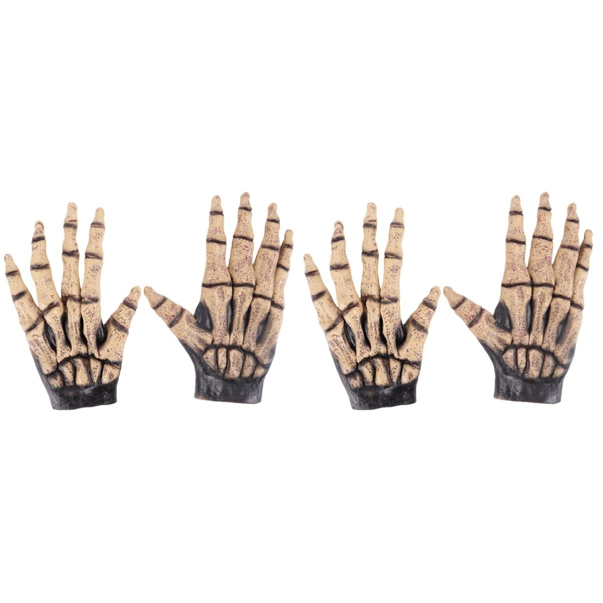 BESTOYARD 2 Pairs Realistic Skeleton Gloves for Adults - Scary Halloween Horror Costume Accessories for Parties, Cosplay, and Haunted House Events