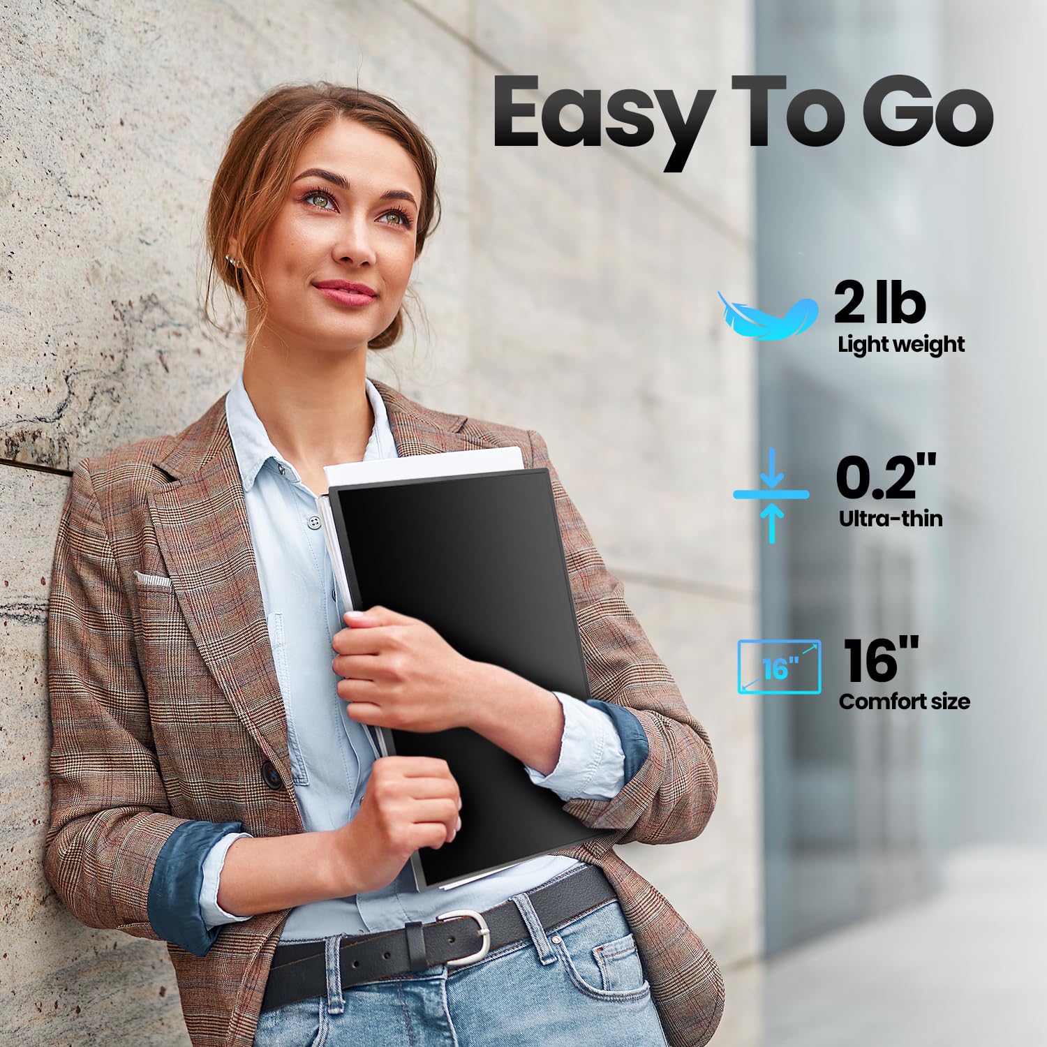 16 Inch Portable Touchscreen Monitor with HDR10, IPS 1920x1200P Resolution, Metal Shell & Smart Cover - USB-C/HDMI External Display for Laptop, PC, Gaming, Phone - Perfect for Work, Travel & Entertainment