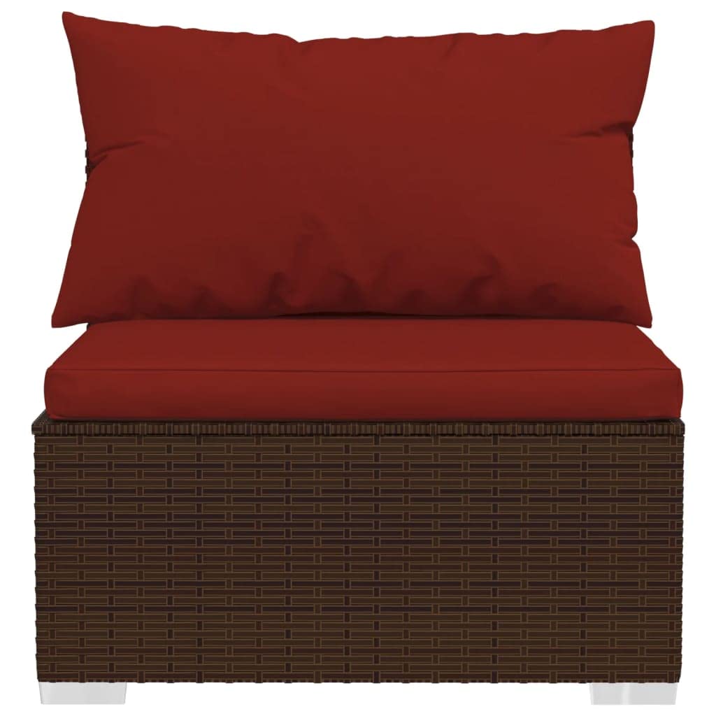 Brown Poly Rattan 7-Piece Patio Lounge Set with Cushions - Durable Steel Frame Outdoor Garden Furniture for Backyard, Poolside & Terrace Relaxation