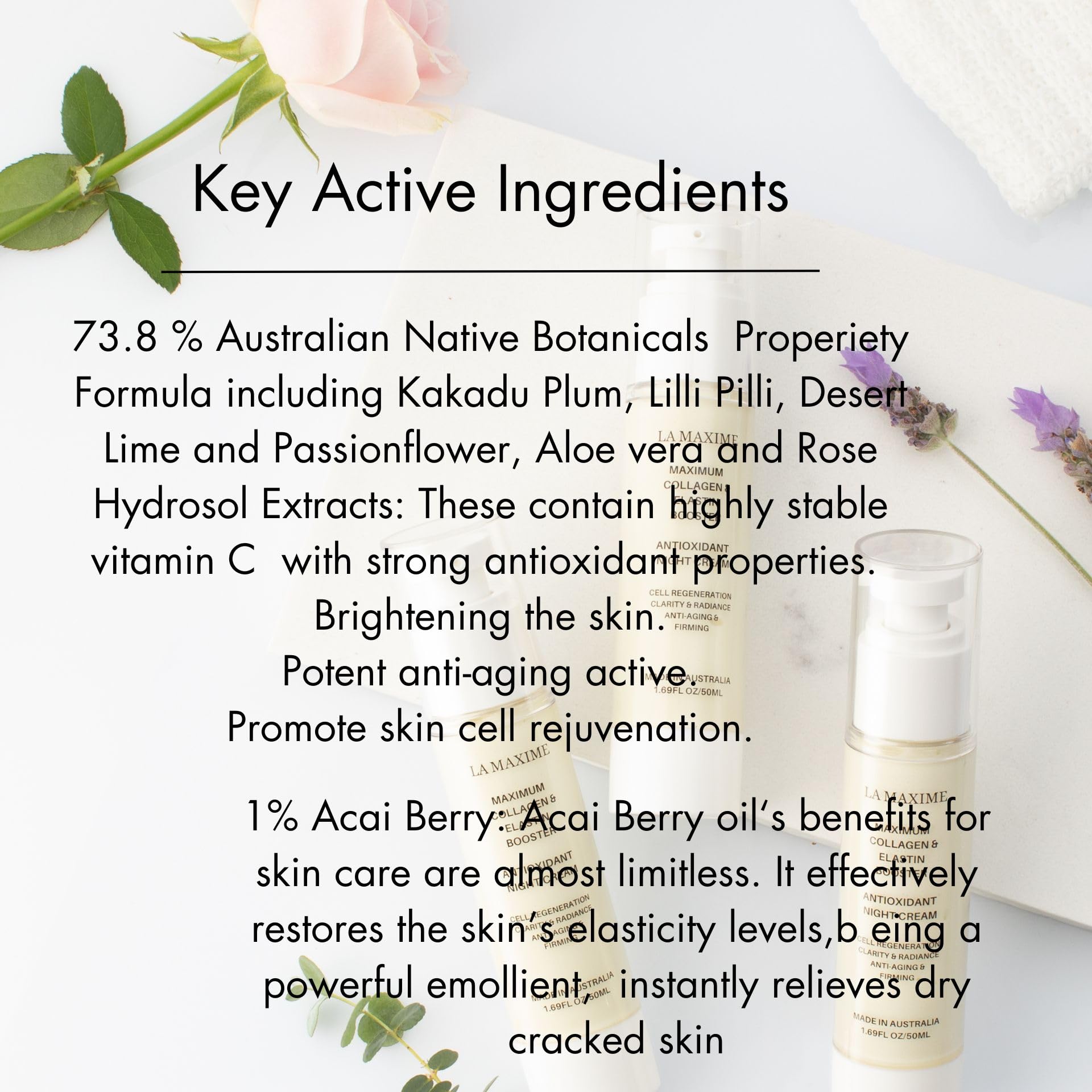 Maximum Collagen & Elastin Booster Antioxidant Night Cream - Anti-Aging, Firming & Cell Regeneration for Radiant Skin (1.69 Fl Oz) | Perfect for Nighttime Skincare Routine & Revitalizing Dull Complexion