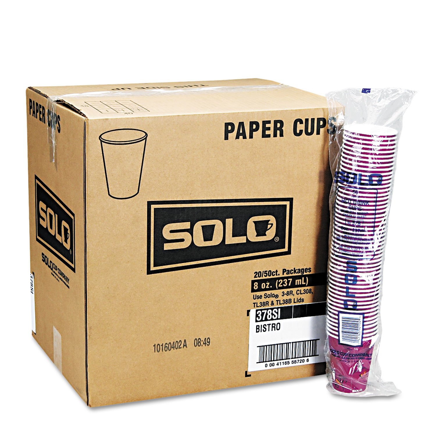 SOLO 370Si Bistro Design 10oz Hot Drink Paper Cups - 1000 Count Bulk Pack for Coffee, Tea & Hot Beverages - Perfect for Cafes, Offices & Catering Events