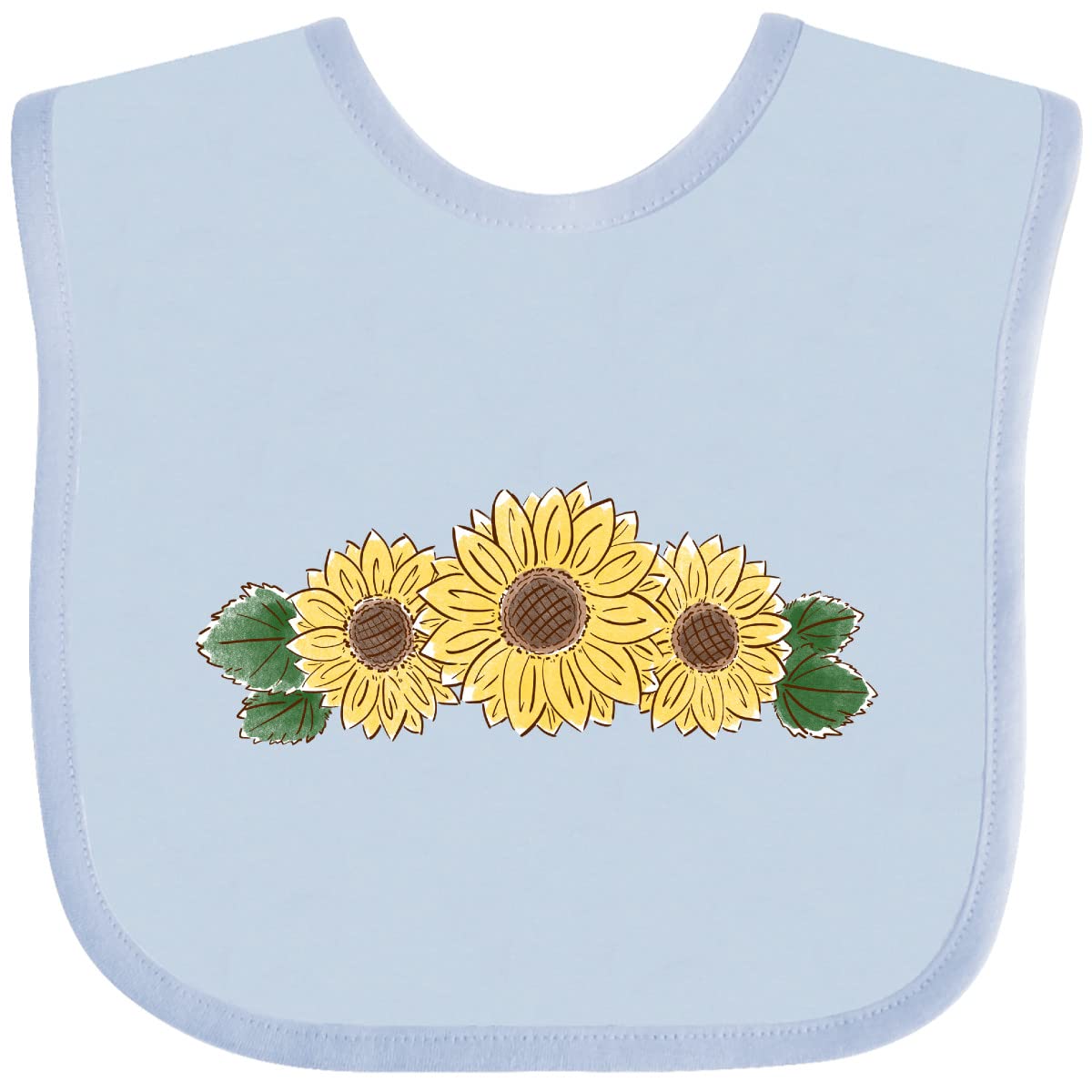Inktastic 3 Small Sunflowers Baby Bib - Cute & Absorbent Drool Bib for Infants & Toddlers - Perfect for Feeding, Teething & Everyday Use