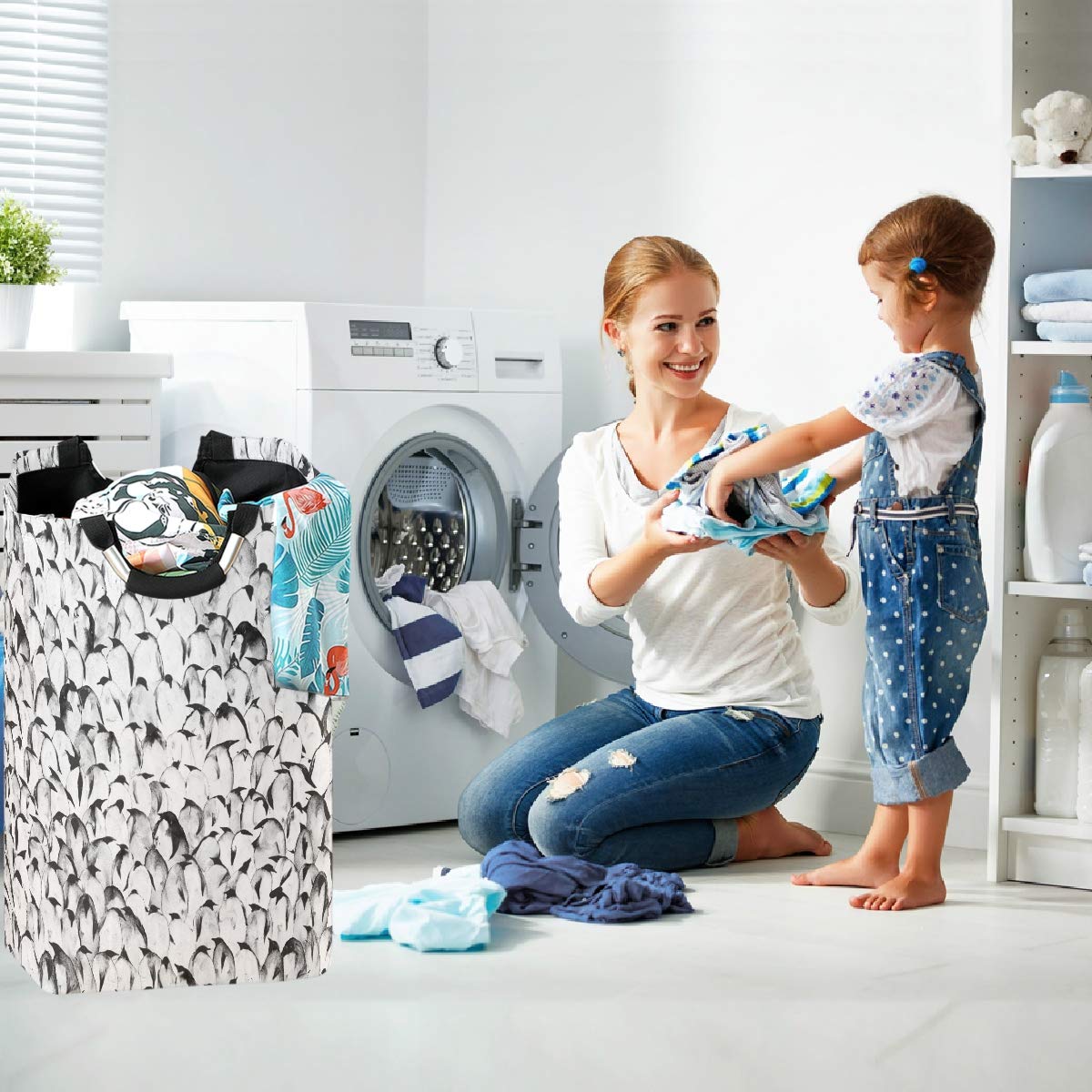 Visesunny Large Collapsible Laundry Hamper - Foldable Waterproof Oxford Fabric Laundry Basket with Handles for Dirty Clothes, Portable Washing Bin & Laundry Tote Bag | Perfect for Home, Dorm, Travel & Camping