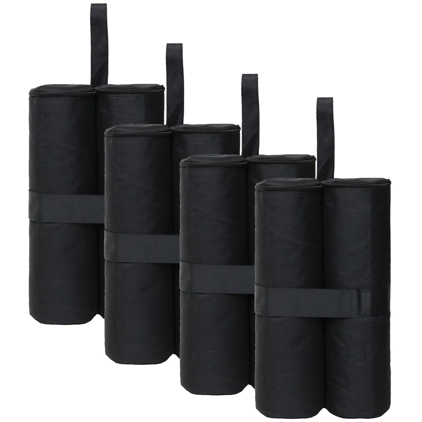 Heavy Duty Sand Bags for Canopy - Set of 4 Pop Up Tent Weights with Adjustable Zipper & Velcro Design - Perfect for Gazebo, Patio Furniture, Umbrella, and Outdoor Events - Black