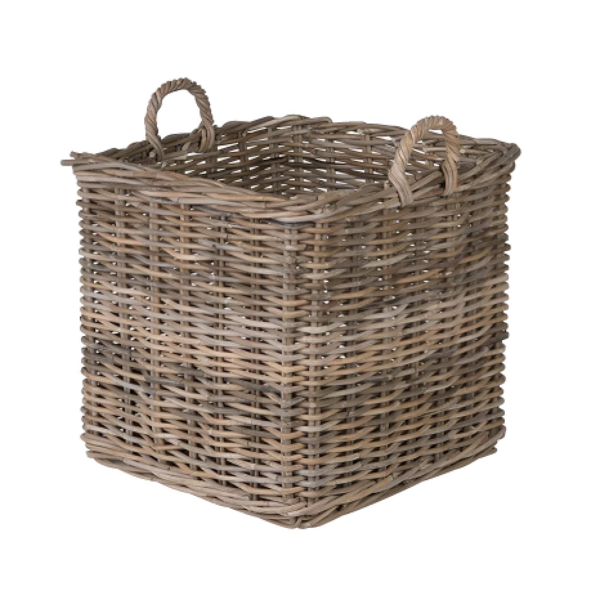 KOUBOO Large Square Rattan Basket - Handmade Woven Storage Bin for Blankets, Toys & Laundry | Gray & Brown Decorative Basket for Living Room, Bedroom & Nursery Organization