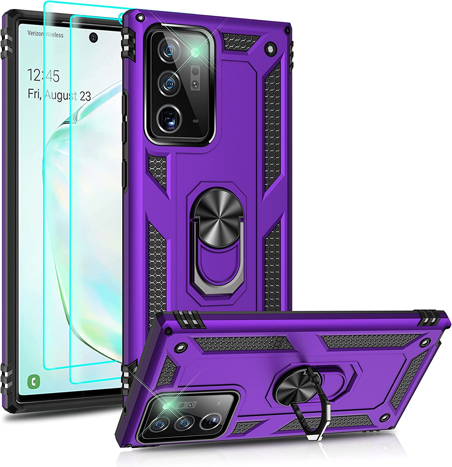 Samsung Galaxy Note 20 Ultra 5G Case with 3D Curved Tempered Glass Screen Protector - Wine Red | Shockproof Protective Cover for Work, Travel & Everyday Use