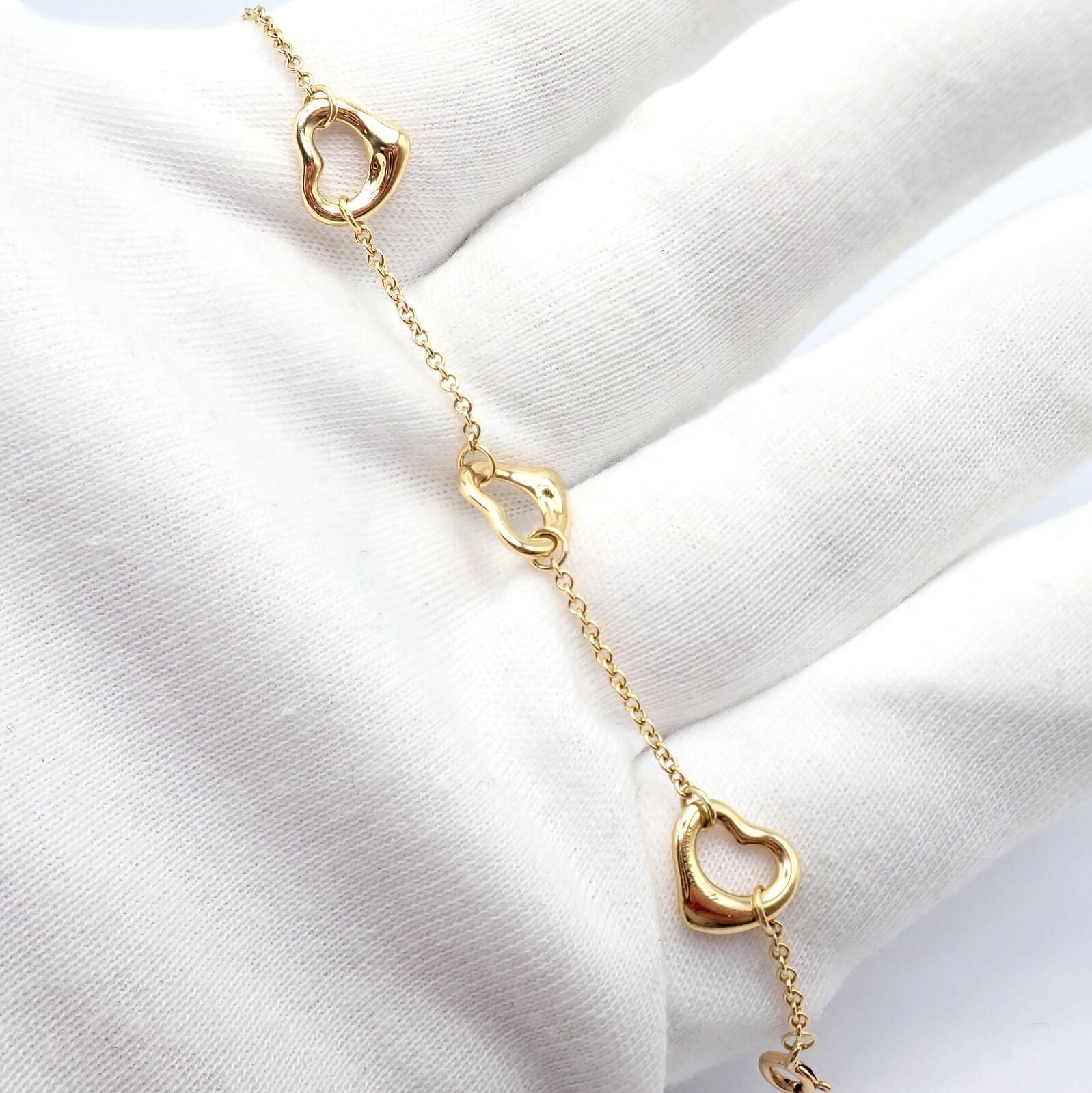 Vintage Tiffany & Co. 18k Yellow Gold Peretti 5 Loving Heart Bracelet - Elegant Jewelry Gift for Women, Anniversary & Special Occasions