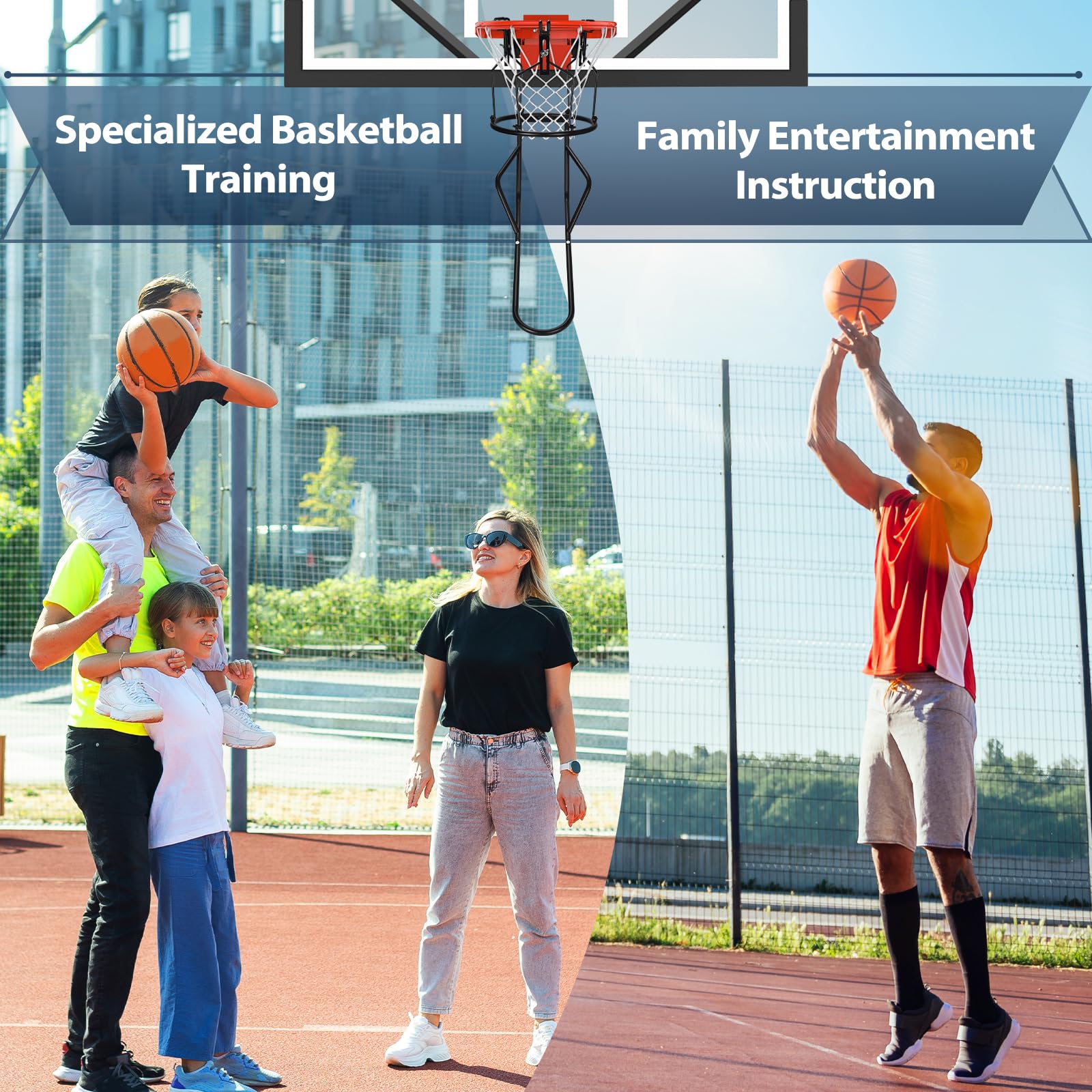 Sturdy Metal Basketball Rebounder with 3 Heavy-Duty Hooks - Professional Ball Return Training Equipment for 18