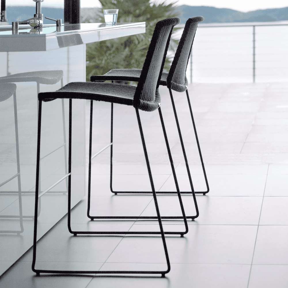 Breeze Outdoor Bar Stackable Chair - Lightweight Patio Dining Chairs for Poolside, Garden, Deck & Backyard - Set of 2 Weather-Resistant Stacking Chairs