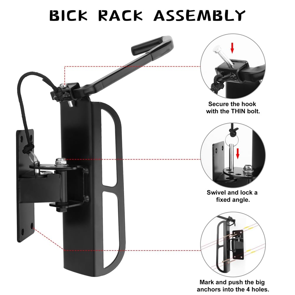 Firstrays 1 Pack Swivel Bike Wall Mount Rack - Vertical Bike Storage with Tire Tray & Hook for Garage - Perfect for Garage, Shed, or Apartment Bike Organization