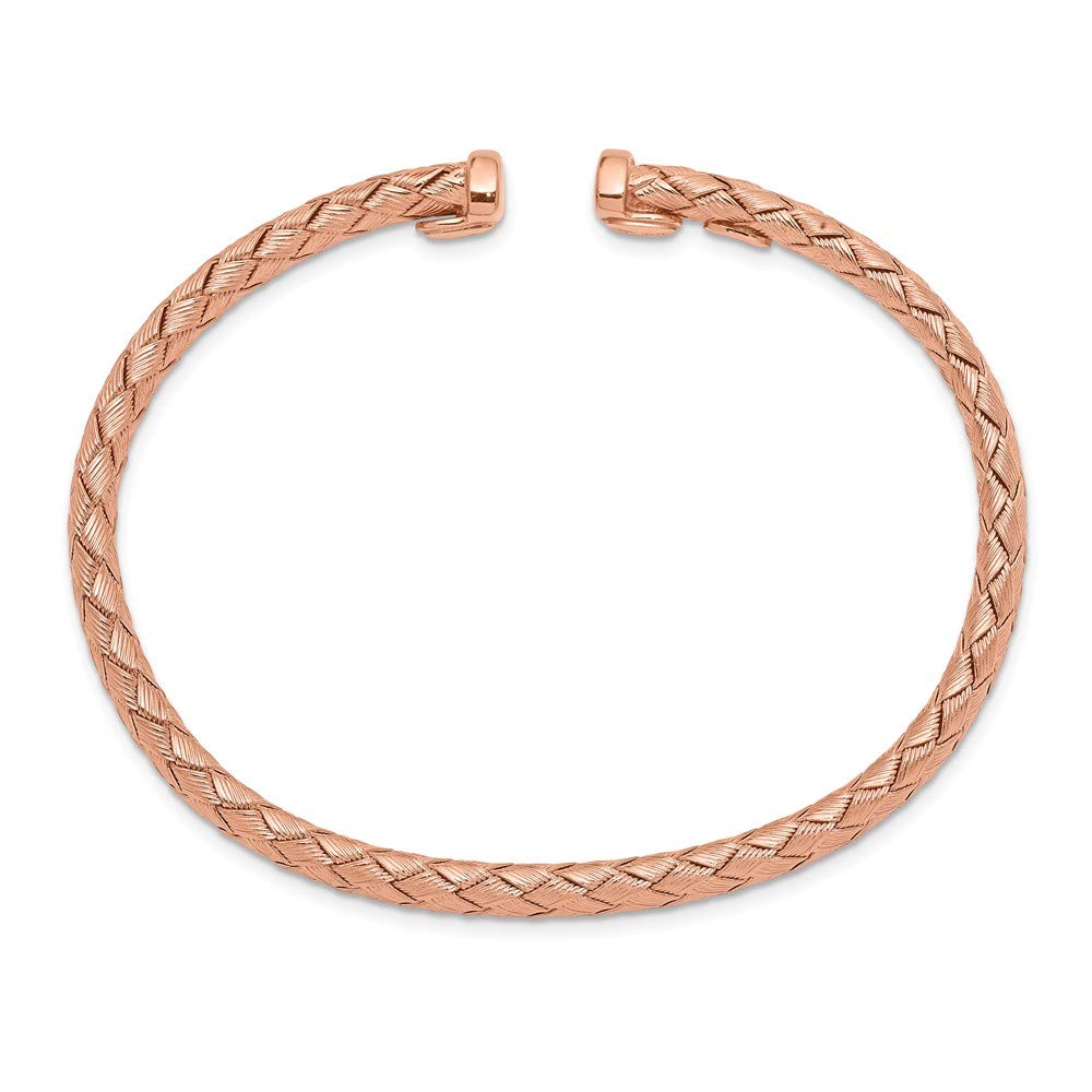 925 Sterling Silver Rose Gold Plated Textured Bangle Cuff Bracelet for Women - Elegant Stackable Jewelry for Everyday Wear, Date Night & Special Occasions
