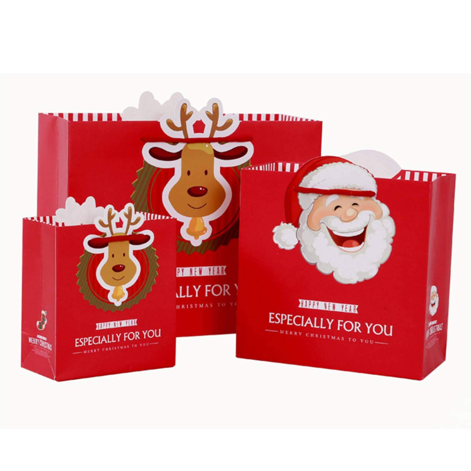 Eco-Friendly Kraft Paper Christmas Gift Bags - Portable & Fashionable Holiday Tote Bags for Festive Party Gifts, Wrapping & Storage | Perfect for Christmas Parties, Office Exchanges & Holiday Decorations