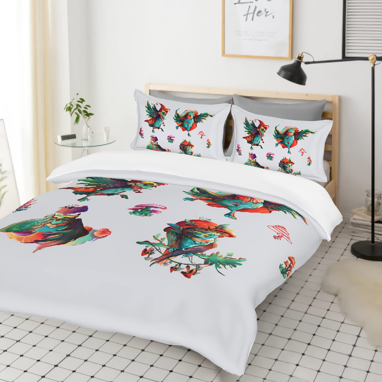 GREDBH Full The Owl Duvet Cover Set - 100% Soft Microfiber Cartoon Owl Comforter Cover with 2 Pillowcases, 3-Piece Bedding Set (Not Comforter) - Perfect for Kids' Rooms, Nursery Decor & Owl-Themed Bedrooms