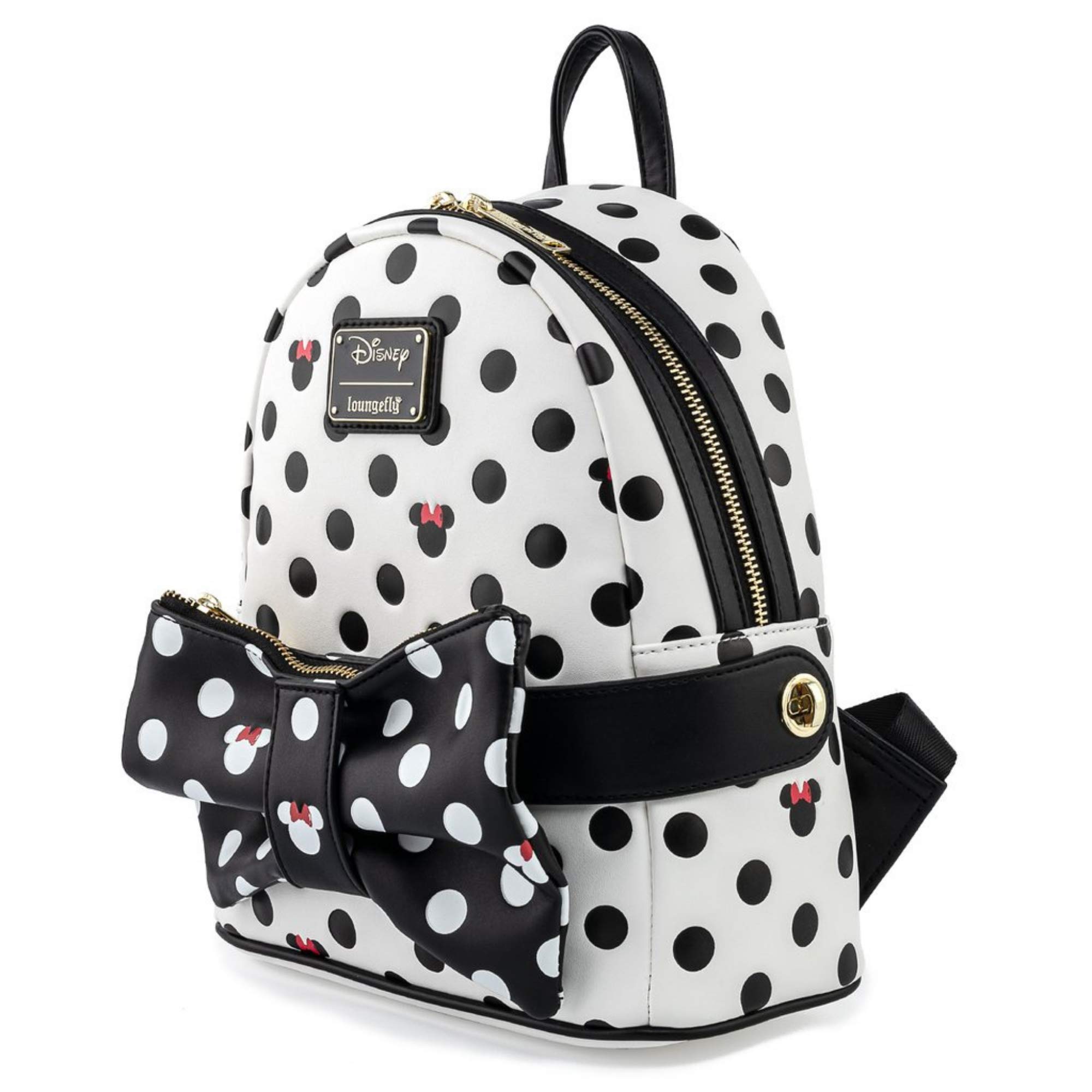 Disney Minnie Mouse Black & White Polka Dot Mini Shoulder Bag with Removable Waist Purse, 8.44