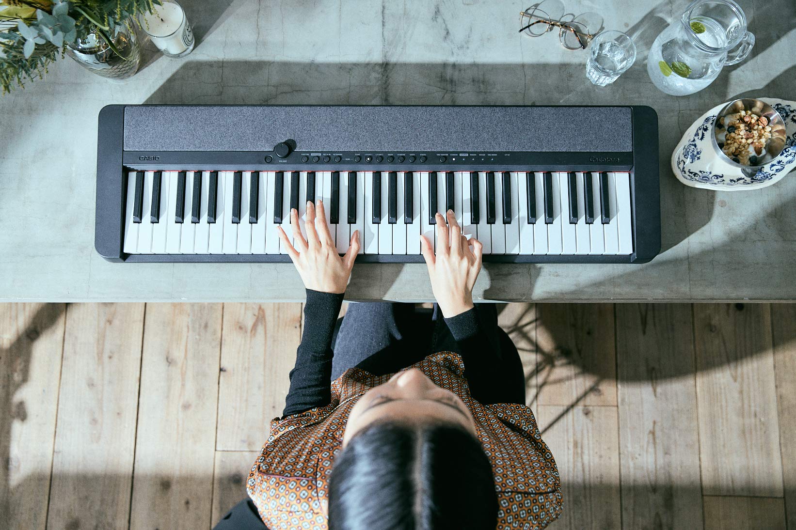 Casio CT-S1BK 61-Key Portable Electronic Keyboard with ARST Single-X Adjustable Stand - Black | Compact Digital Piano for Beginners, Home Practice & Live Performances