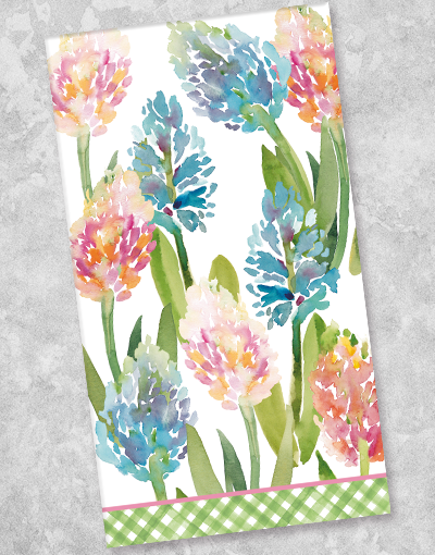 Hyacinth Garden Guest Towel Napkins - 40 Count Floral Printed Cotton Napkins for Dinner Parties, Weddings & Home Decor - Premium Quality Decorative Napkins for Elegant Table Settings