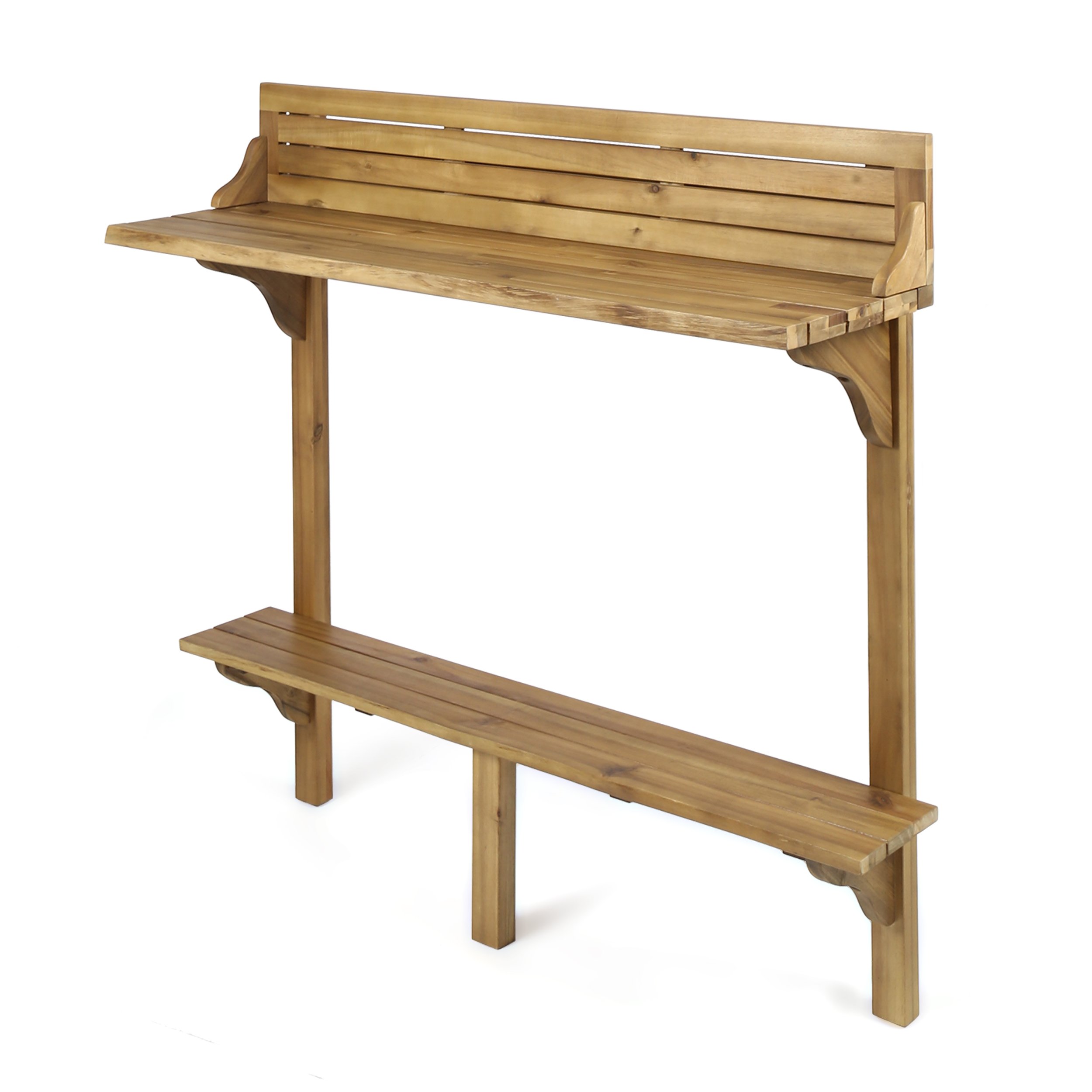Acacia Wood Outdoor Bar Table for Balcony - Natural Stained Finish - Perfect for Patio, Deck & Poolside Entertaining