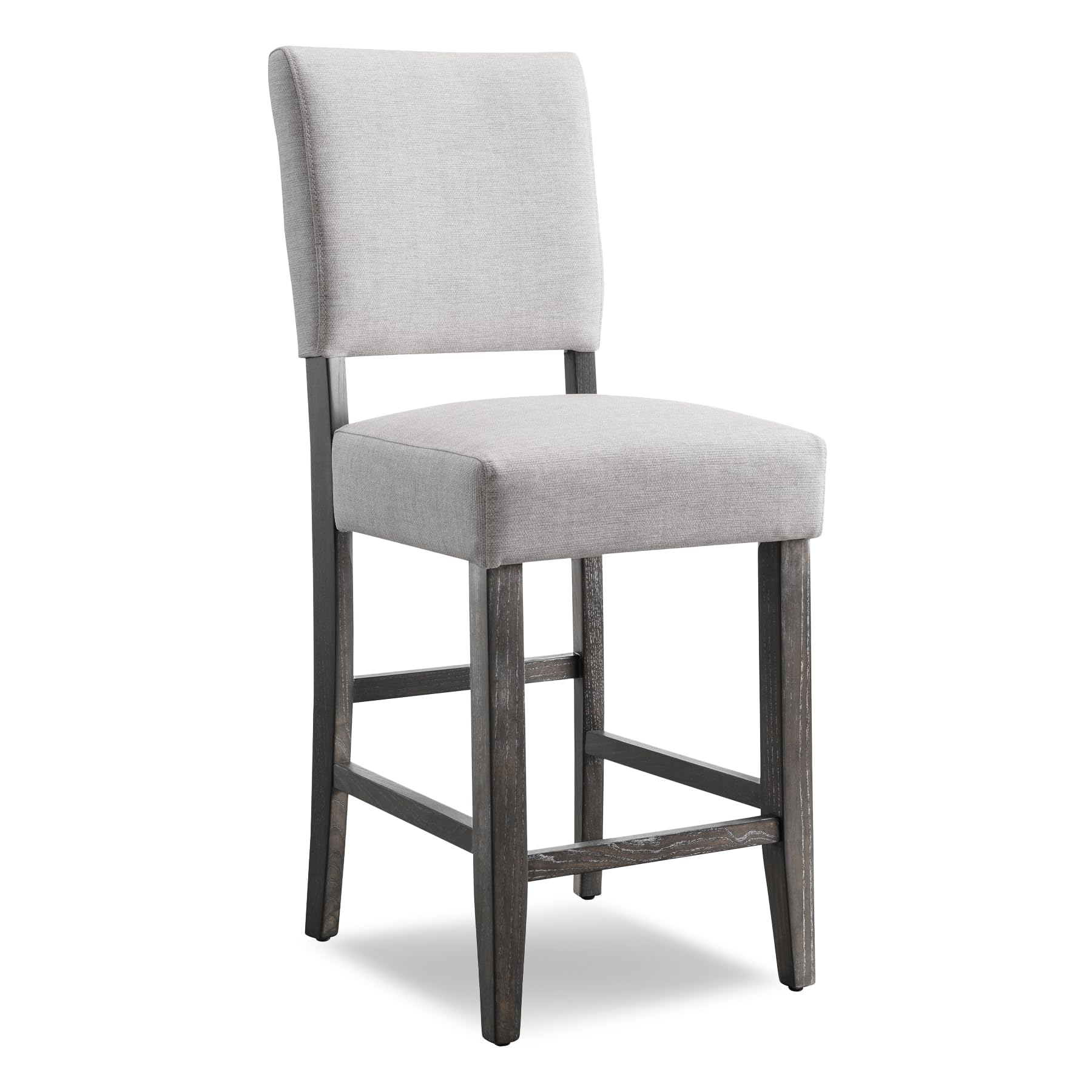 Leick Home 2-Pack Upholstered Counter Height Bar Stools with Wood Base - Blackbean & Gray Wash for Kitchen Island, Breakfast Bar & Dining Room - Comfortable & Stylish Seating Solution