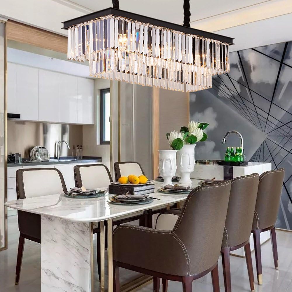 Modern Rectangle Crystal Chandelier - 39.4