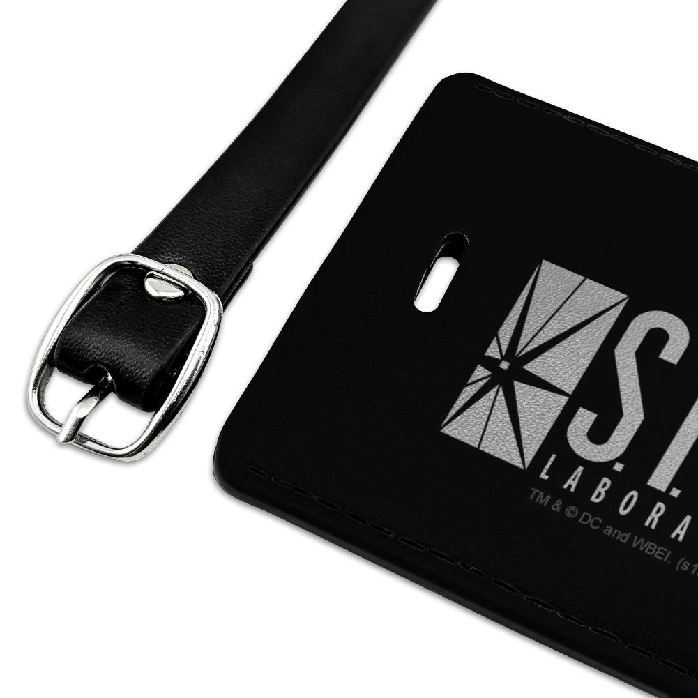 The Flash TV Series Star Labs Logo Leather Luggage Tag - Rectangle ID Card Holder for Travel, Cosplay & Superhero Fans - Perfect for Suitcases, Backpacks & Gift Giving