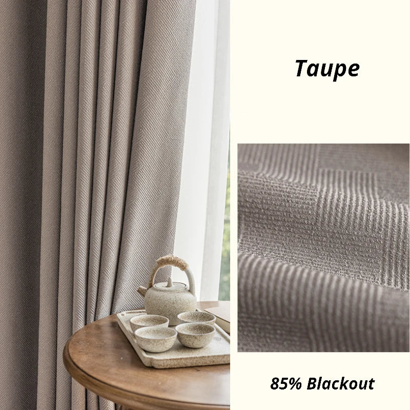Elena Striped Chenille Curtain Swatch - Soft Textured Window Drapes for Living Room & Bedroom Decor