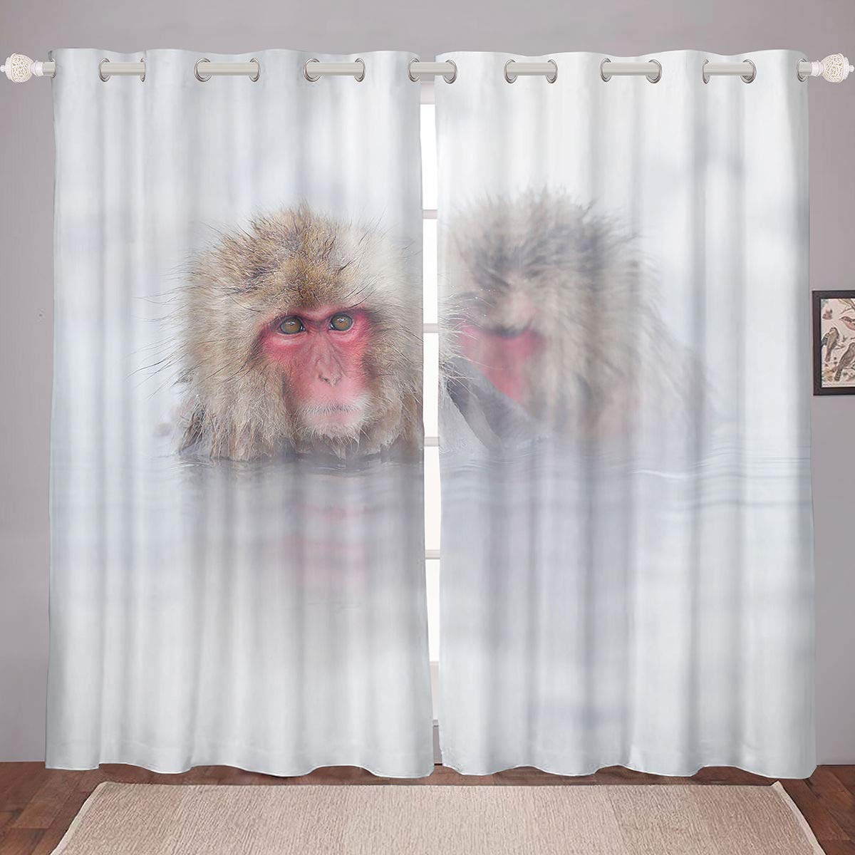 Minimalist White Monkey Castle Fairy Curtains - 2 Panels 76