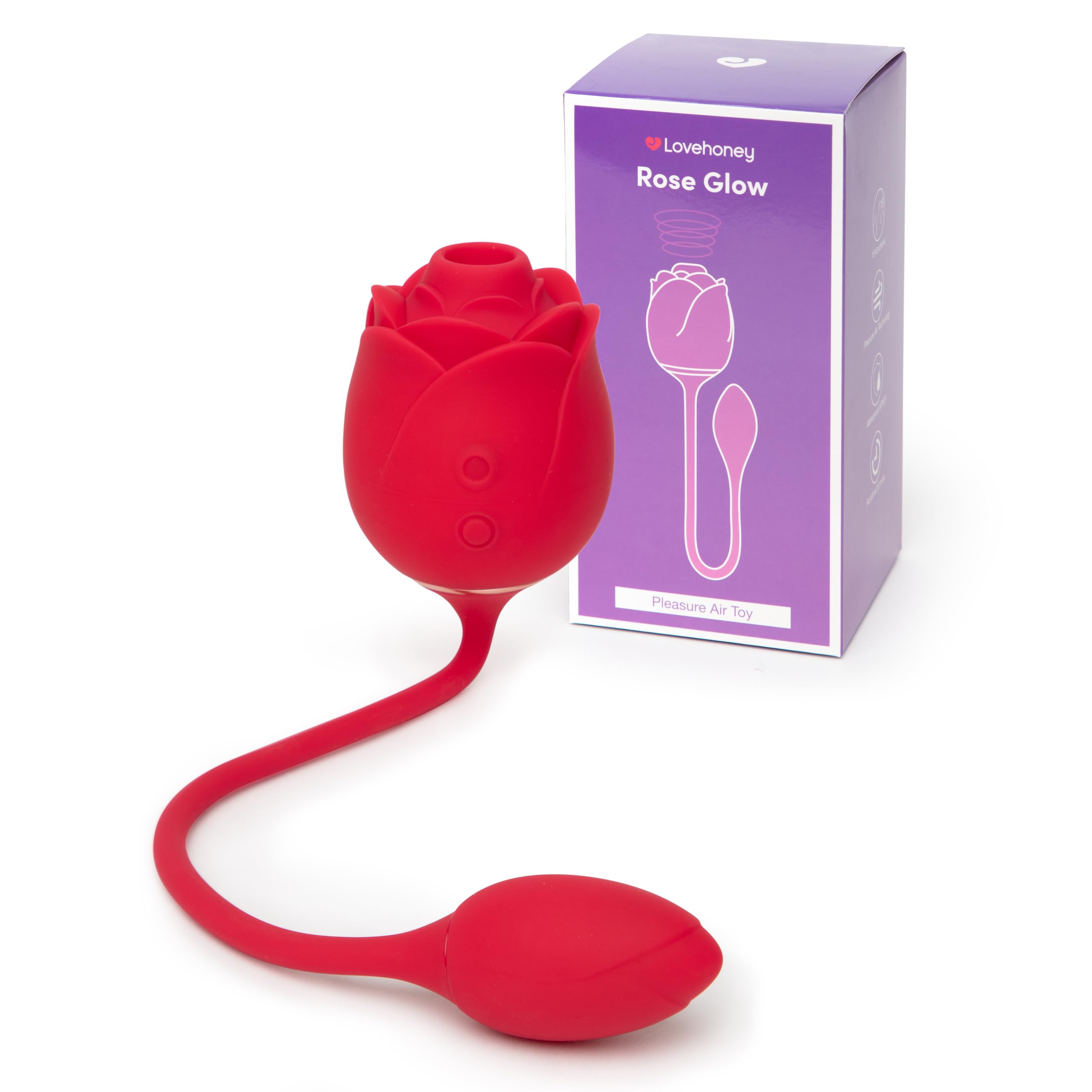 Lovehoney Rose Glow 2-in-1 Rose Clitoral Sucking Toy & G-Spot Vibrator – 6 Powerful Suction Modes & Vibration – Rechargeable Waterproof Adult Sex Toy for Women – Perfect for Solo Play & Couples Intimacy