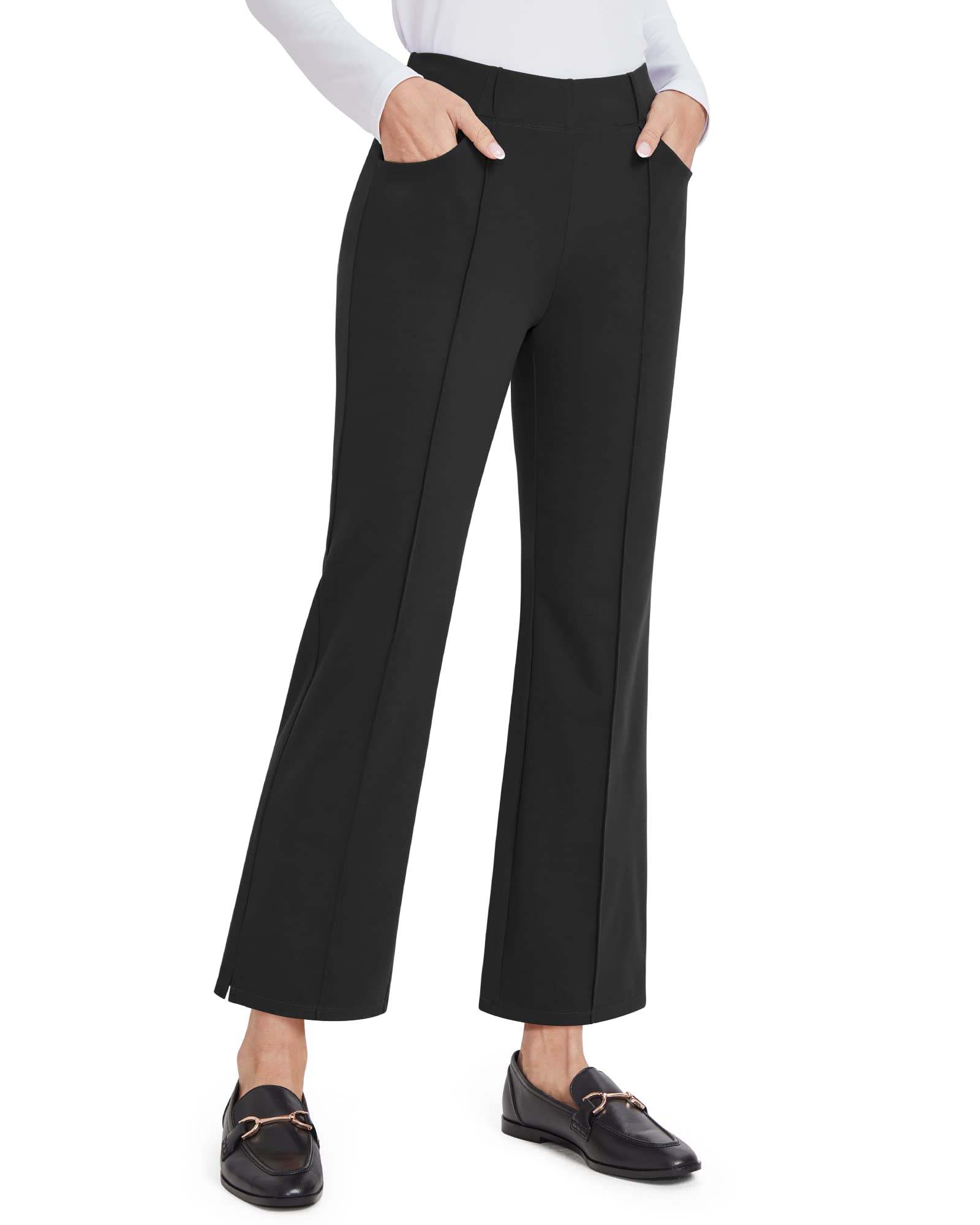 G4Free Women's High Waist Yoga Pants with Pockets - Stretchy Wide Leg Ankle Workout Trousers for Casual Wear (Petite/Regular/Tall Sizes) - Perfect for Yoga, Gym, Office & Everyday Comfort