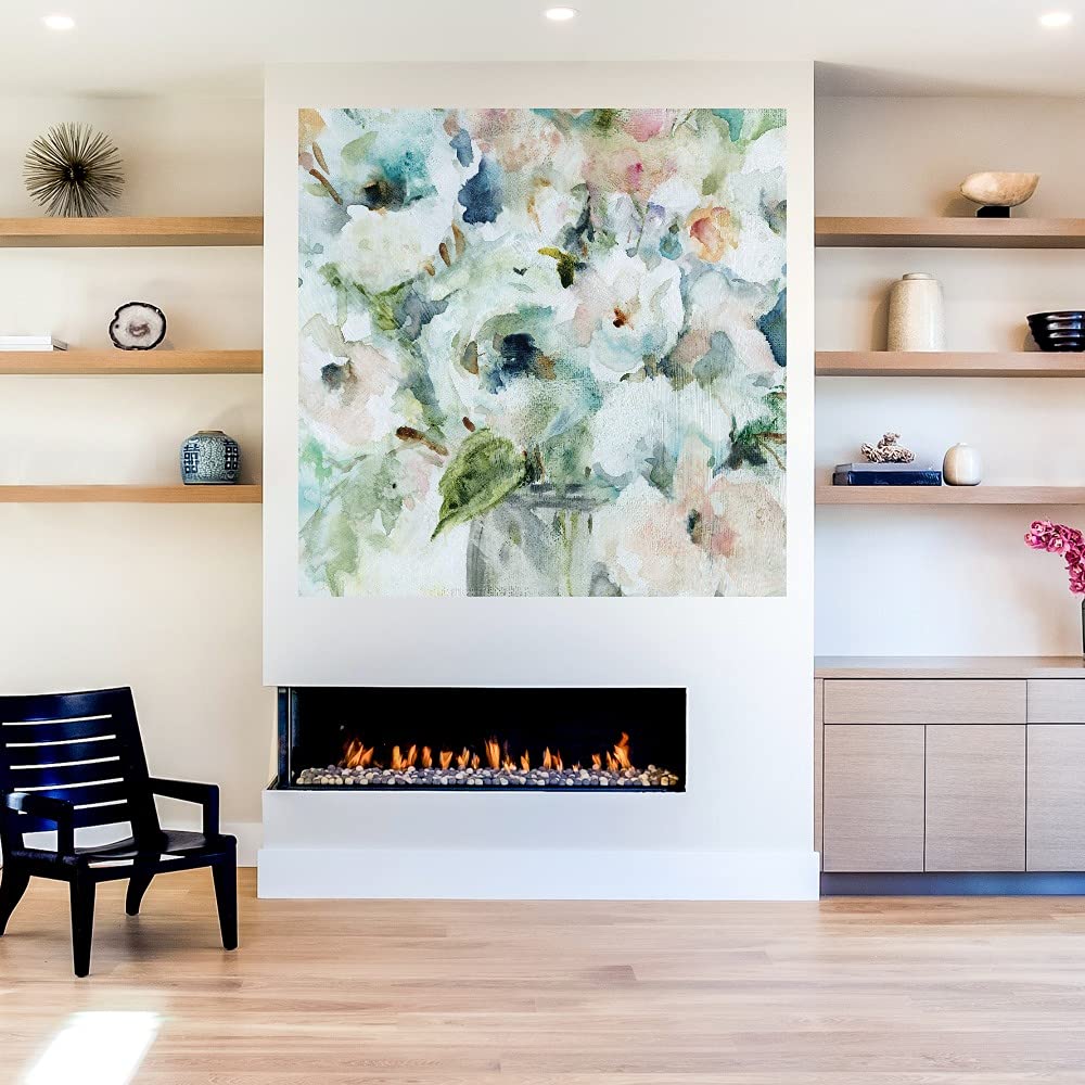 Blooming Softly Canvas Wall Art by Carol Robinson - 32x32 Inch Ready to Hang Painting for Living Room, Bedroom, Office Decor - Perfect for Home, Dining Room & Guest House Wall Decoration
