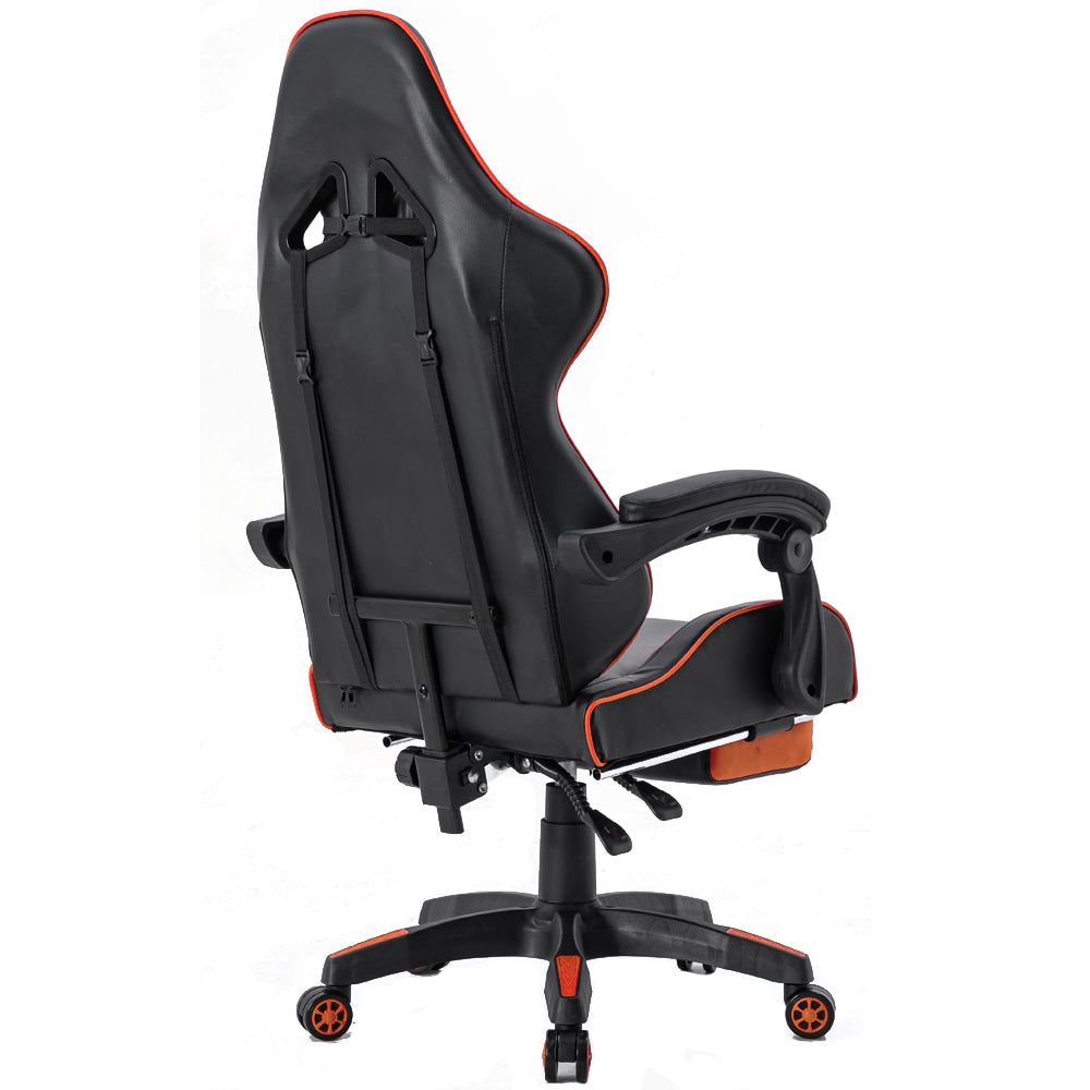FOOTREST SERIES 3026 Ergonomic Gaming Chair with Adjustable Height - Black & Orange for PC, Office & Home Gaming Setup