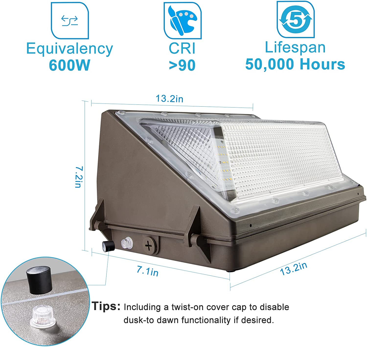 70W LED Wall Pack Light, 100-277V Dusk to Dawn Photocell Sensor, 10,500LM 5000K Daylight, IP65 Waterproof Outdoor Security Light - Perfect for Warehouse, Garage, Parking Lot & Building Exterior Lighting
