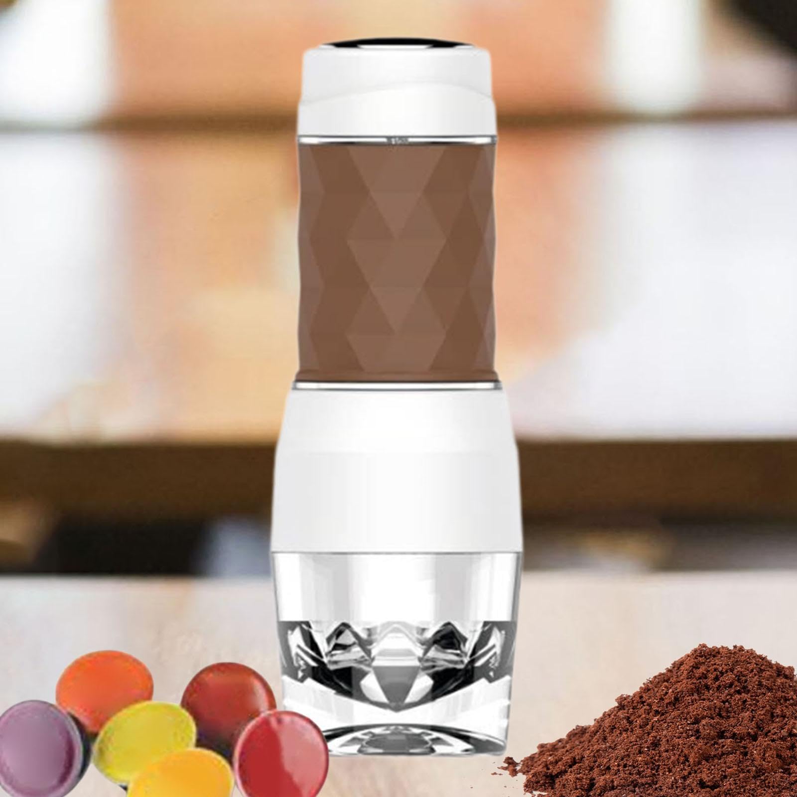 Premium Hand Press Coffee Maker - Portable French Press for Coffee & Tea - Ideal Travel, Camping, Office & Home Use - Great Gift for Coffee Lovers - Brown
