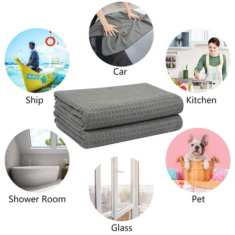 Premium Waffle Weave Microfiber Towel Set - 16x24 Inches, 380GSM, Ultra Absorbent & Quick Dry (Pack of 3) - Perfect for Gym, Spa, Beach & Bathroom Use