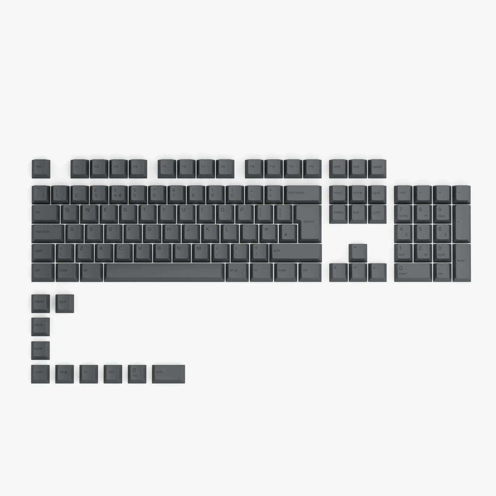 Premium GPBT Black Ash V1 Dye-Sublimated Keycaps - Custom Mechanical Keyboard Keycaps for Gaming & Typing (Compatible with Cherry MX Switches) - Perfect for Esports, Office Work & PC Enthusiasts
