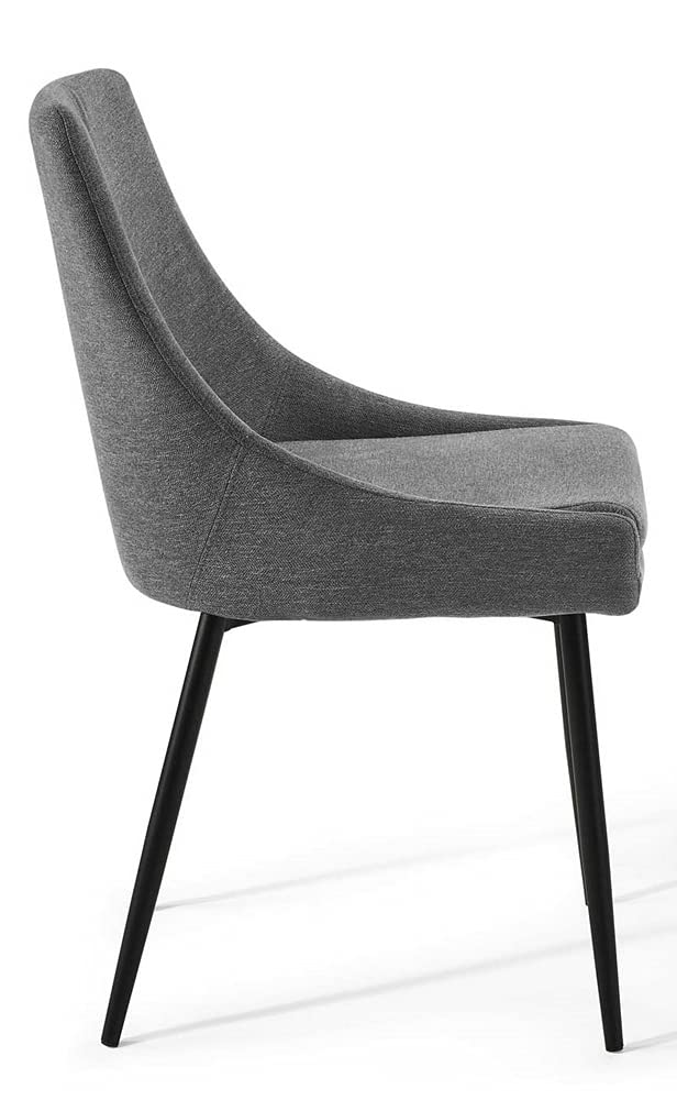 Modway Viscount Upholstered Fabric Dining Chairs Set of 2 - Black Charcoal Modern Kitchen Chairs for Dining Room, Restaurant & Home Decor