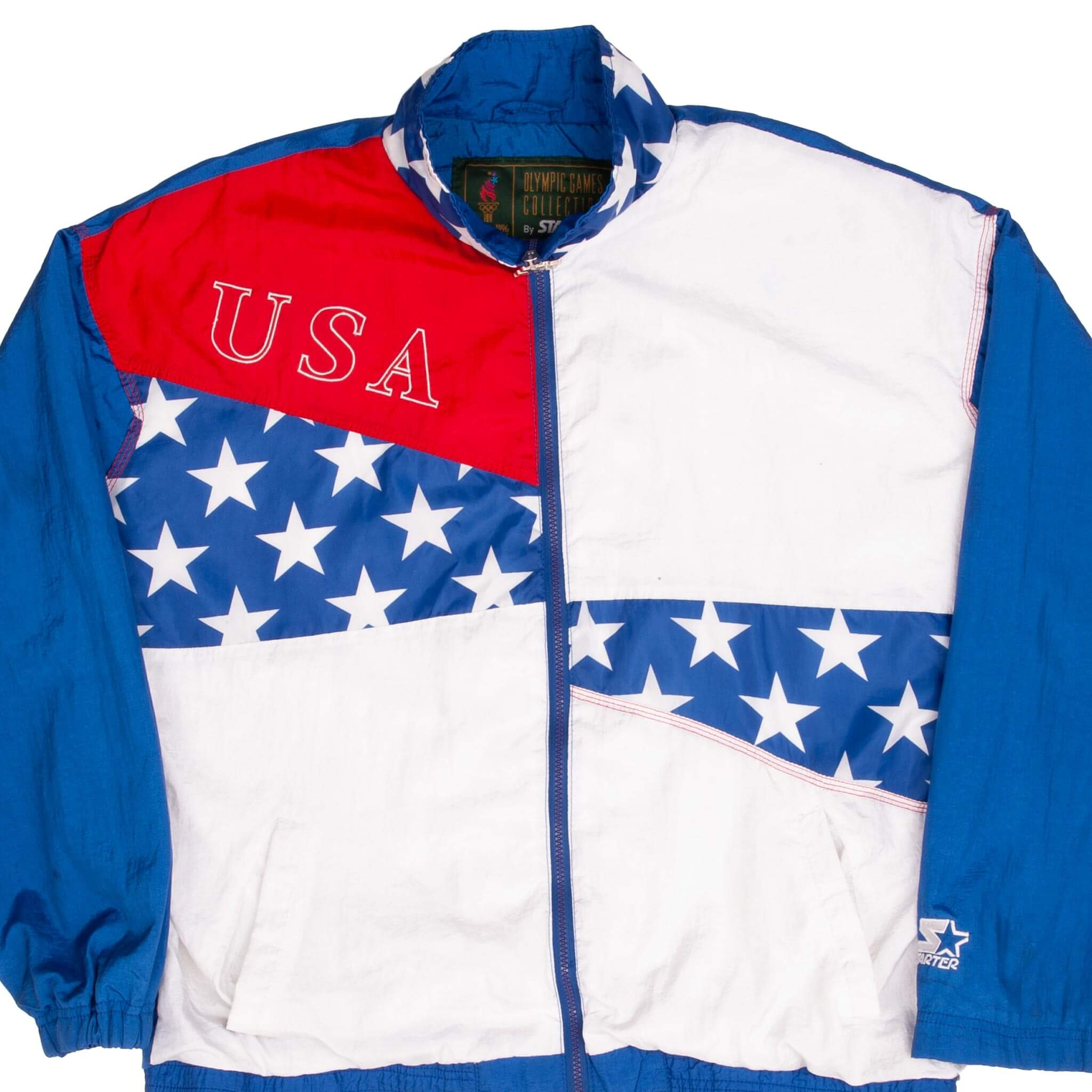 1996 Atlanta Olympic Games Vintage USA Team Starter Windbreaker Jacket - Size Large - Perfect for Collectors, Retro Fashion & Sports Enthusiasts