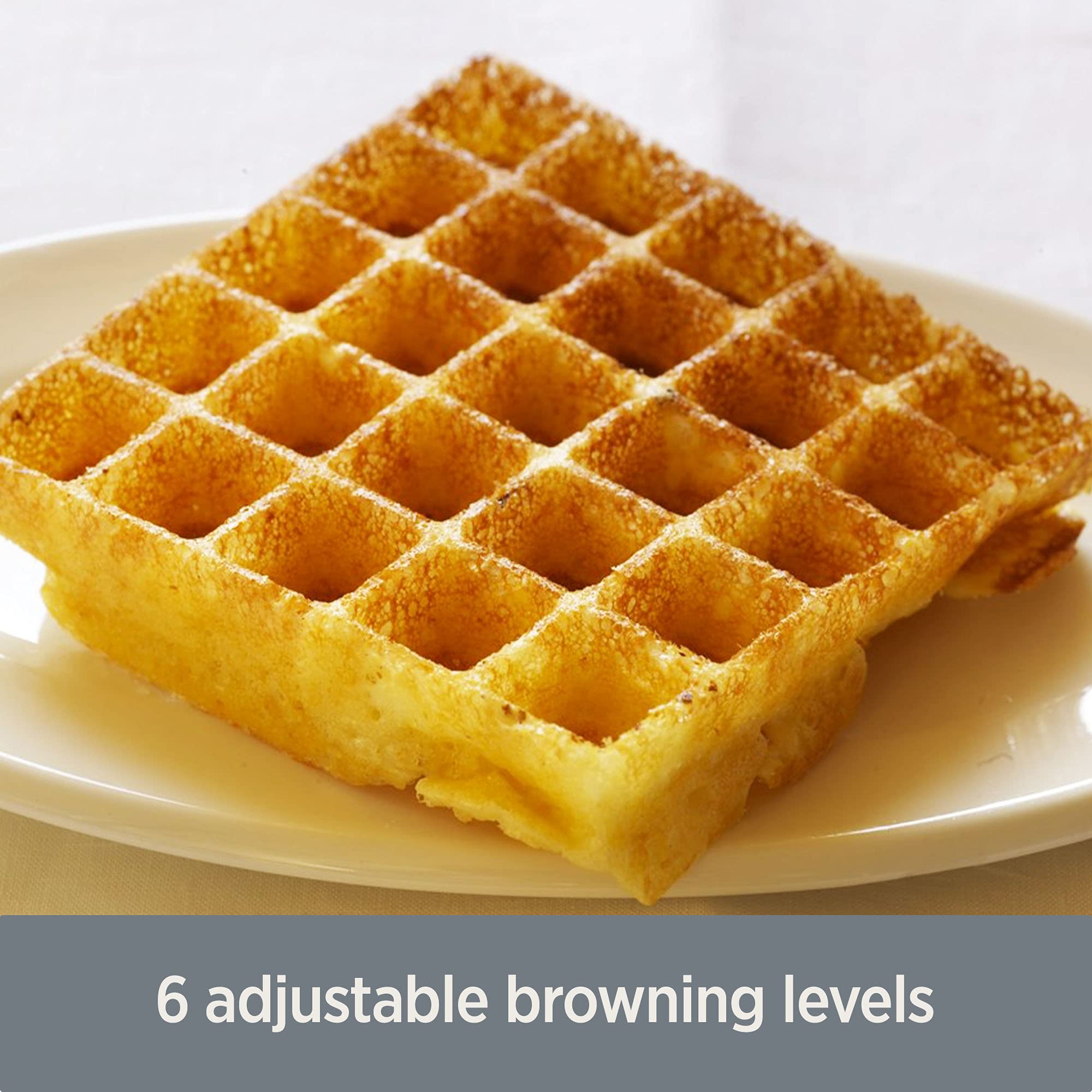 All-Clad 4-Slice Stainless Steel Waffle Maker with Digital Display & 7 Browning Levels - Square Belgian Waffle Iron with Removable Non-Stick Plates & Audible Alert - Dishwasher Safe for Easy Cleaning - Perfect for Family Breakfasts, Brunch Parties & Holiday Gatherings