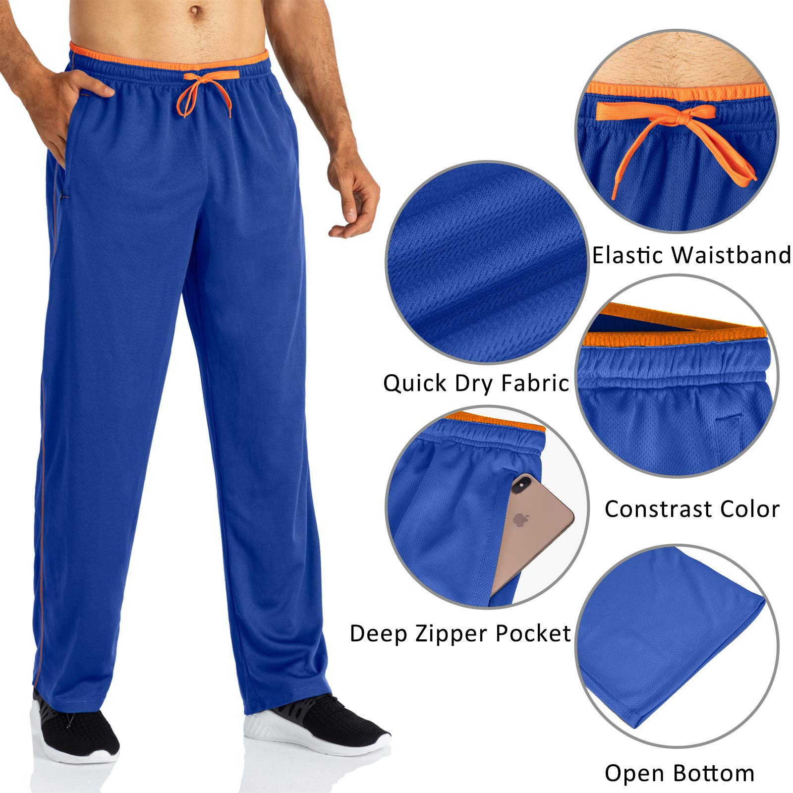 Butrends Men's Lightweight Mesh Sweatpants with Drawstring Elastic Waistband - Breathable Running Jogging Pants with Zipper Pockets for Gym, Workout & Casual Wear