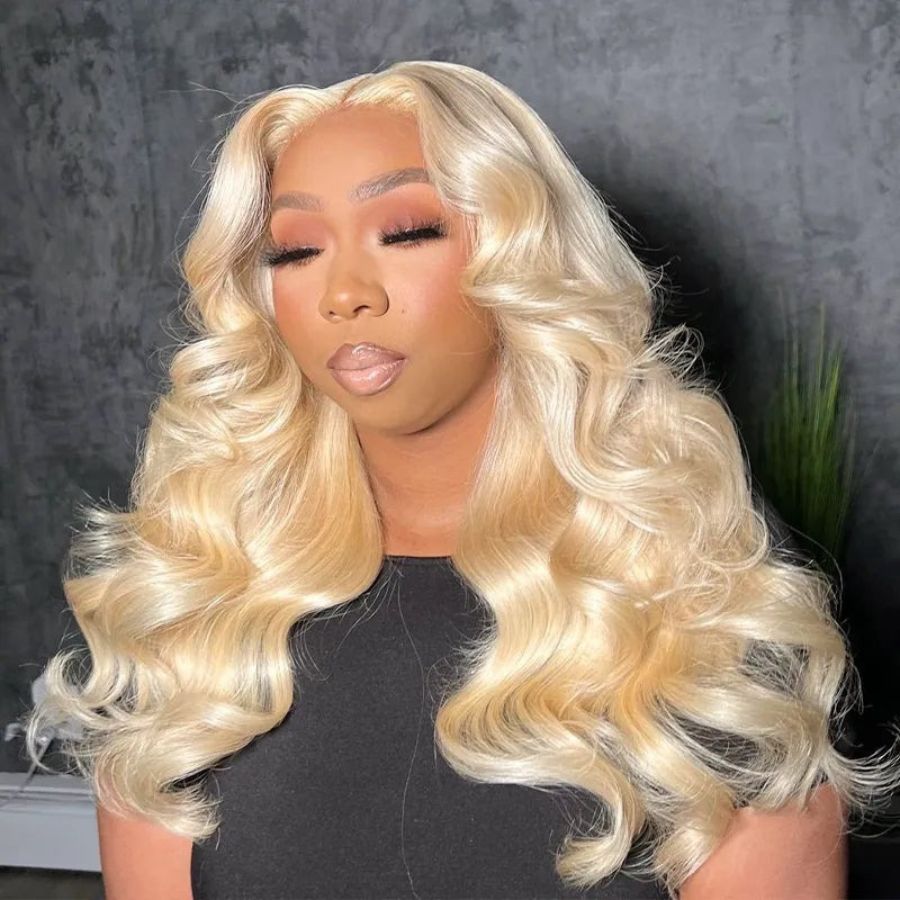 WOWANGEL 613# Blonde Full Lace Wig with Transparent Lace - Natural Body Wave Human Hair Wig for Women | Perfect for Cosplay, Daily Wear & Special Occasions