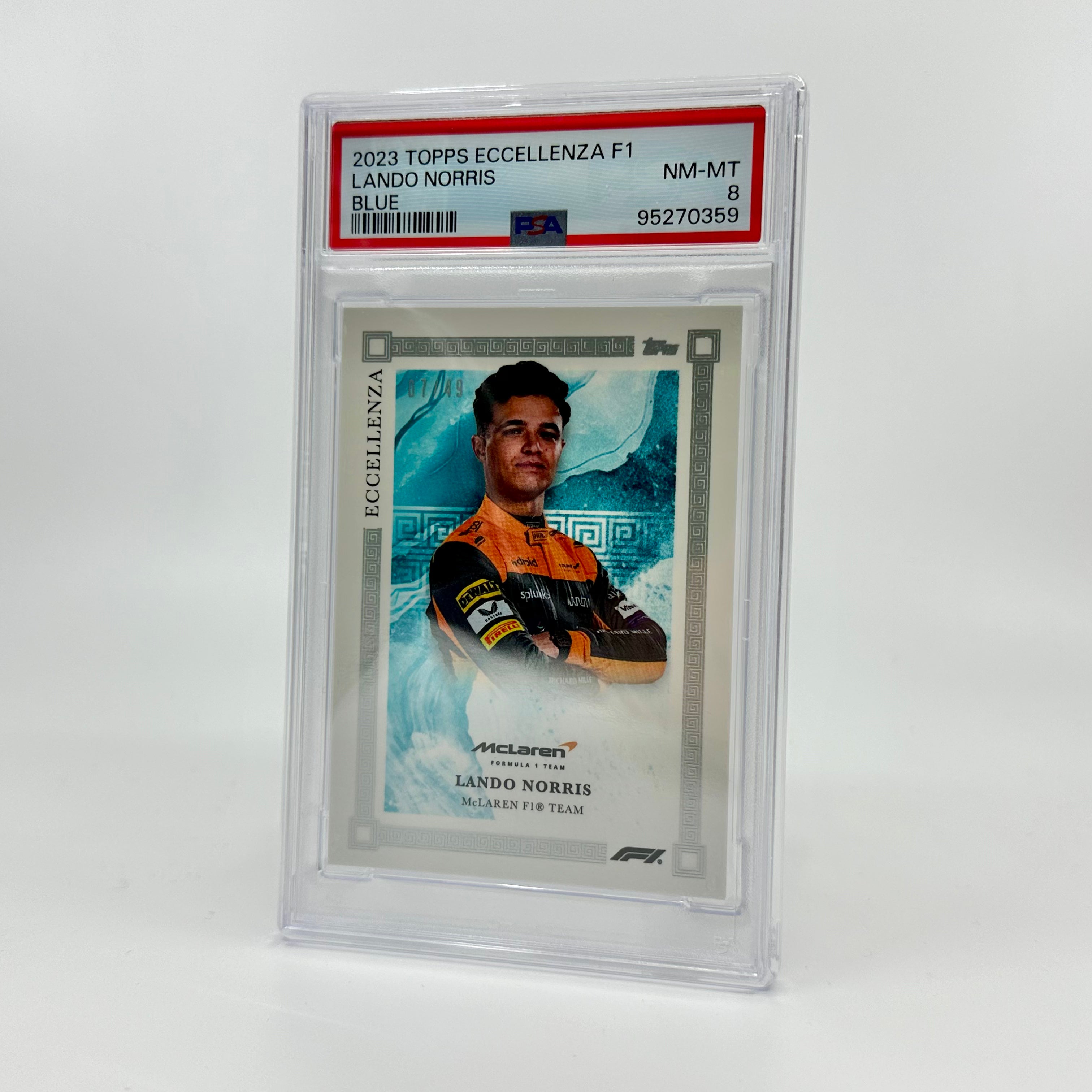 2023 Topps Eccellenza Lando Norris Blue Parallel PSA 8 /49 - Rare Racing Collectible for F1 Fans & Sports Memorabilia Enthusiasts