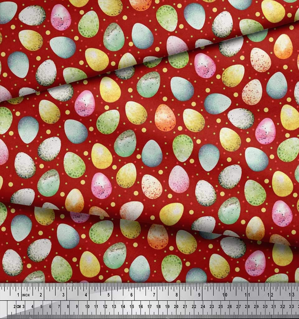 Soimoi Moss Georgette Brown Fabric by The Yard - 42 Inch Wide Easter Egg Pattern Printed Textile for DIY Crafts, Dressmaking & Home Decor - Perfect for Easter Celebrations, Spring Decorations & Sewing Projects